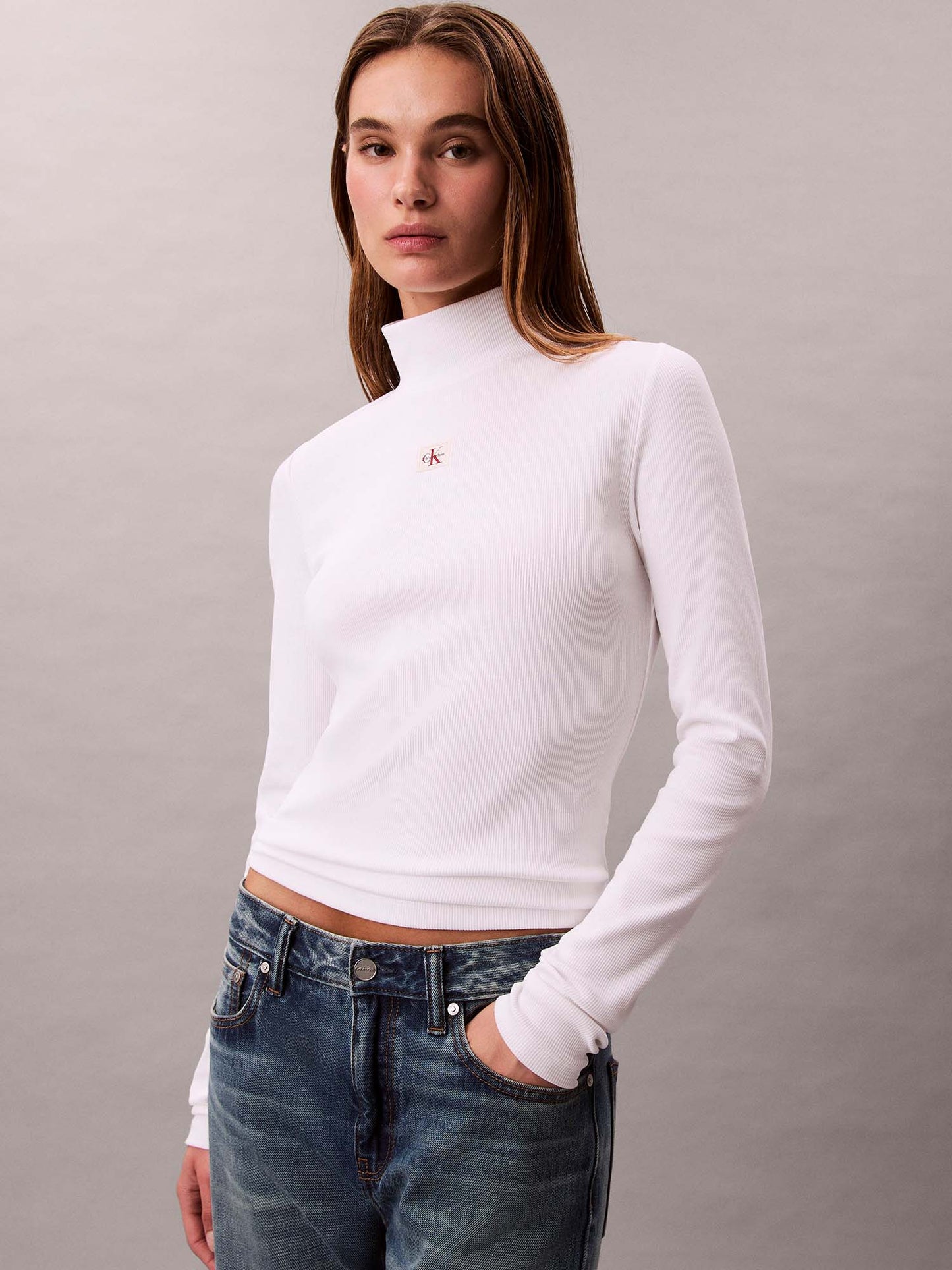 MAGLIA COLLO ALTO CALVIN KLEIN JEANS DA DONNA BIANCO
