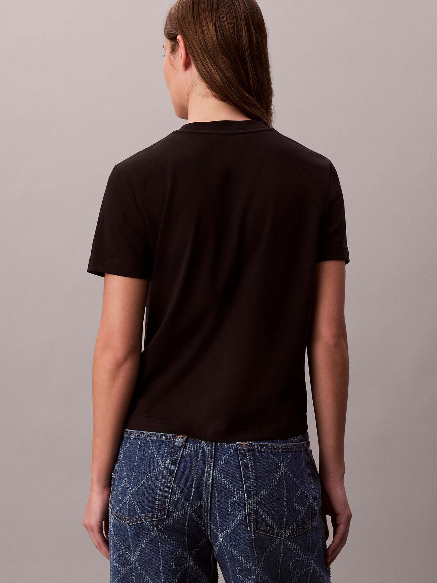 T-SHIRT CROP FITTED SCRIPT CALVIN KLEIN JEANS DA DONNA NERO
