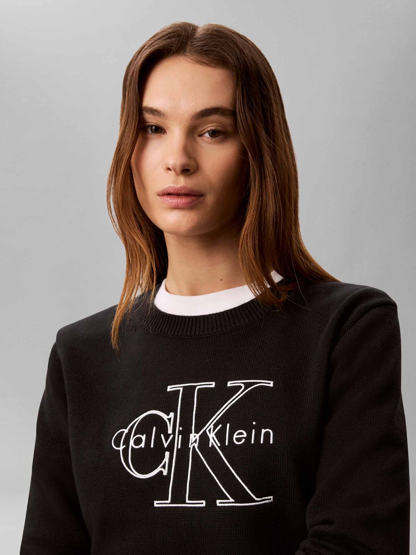 Calvin Klein Logo Outline, maglia da donna nera