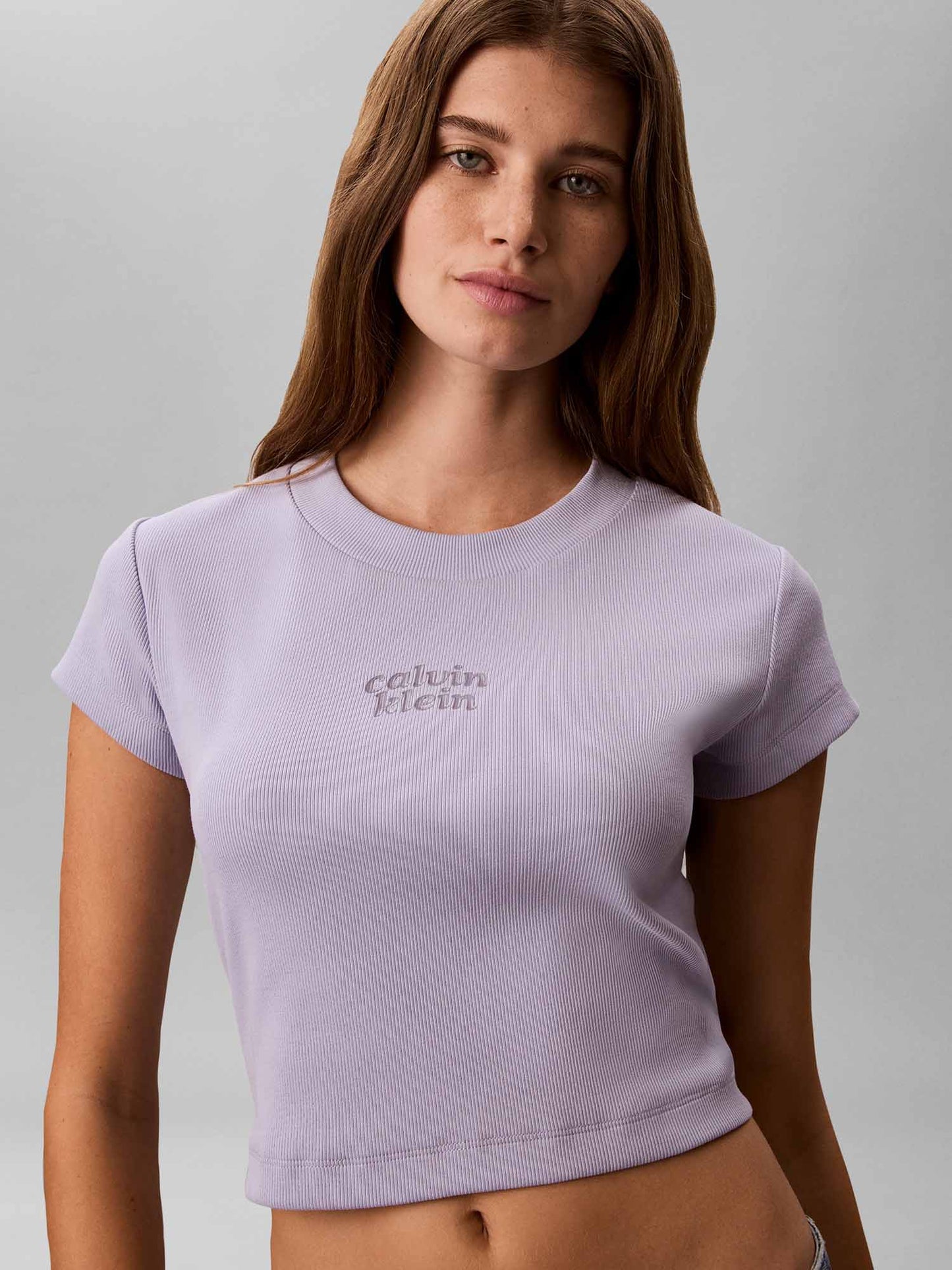 Calvin Klein Seasonal Logo Bab, t-shirt maniche corte da donna lilla