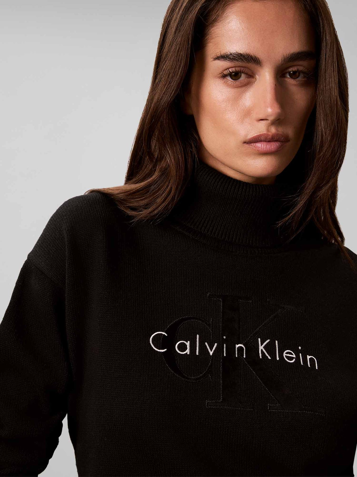 Calvin Klein CK Logo Tneck, maglia da donna nera