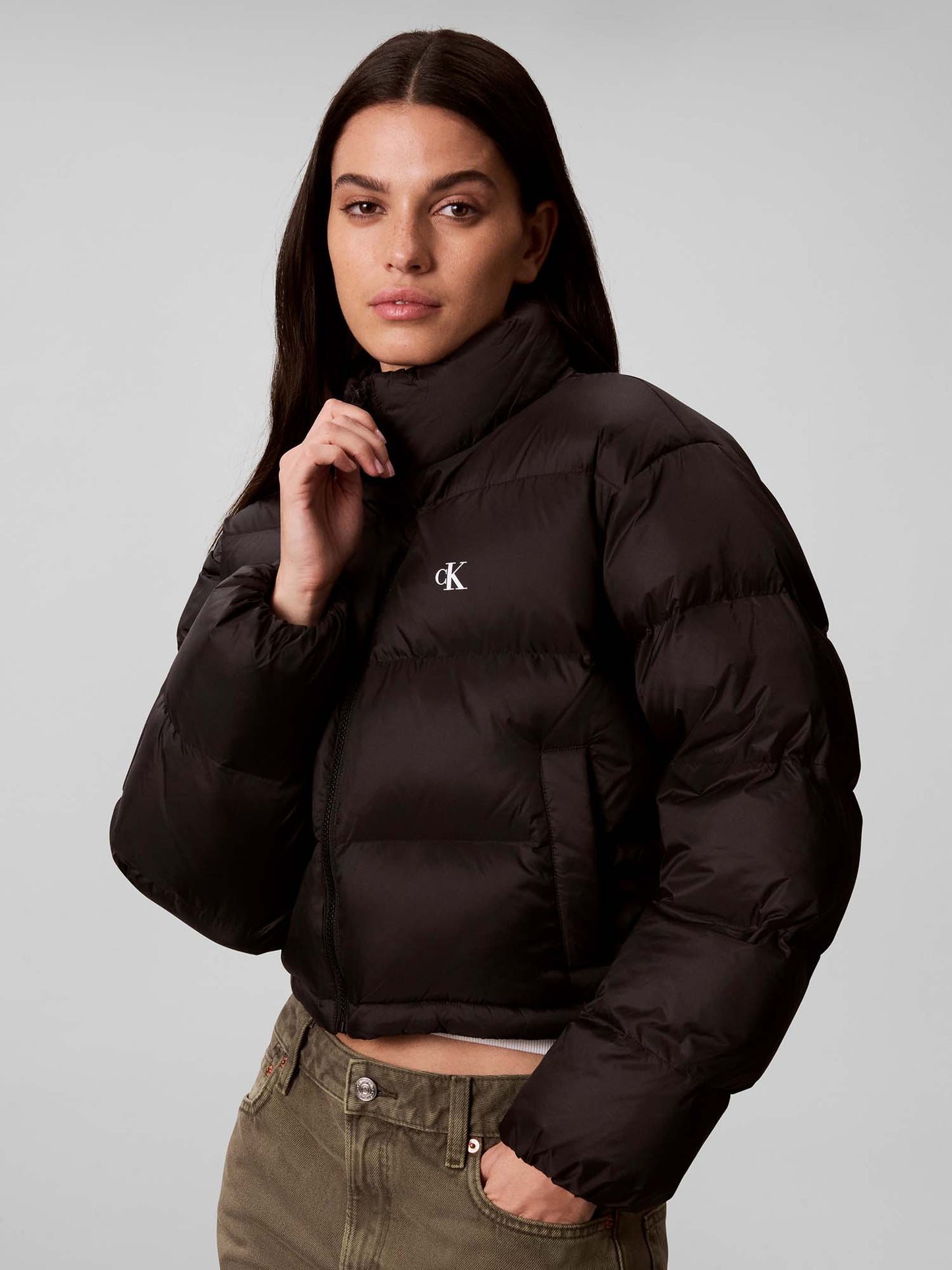 Calvin Klein CK Essential Crop, giubbotto da donna nero