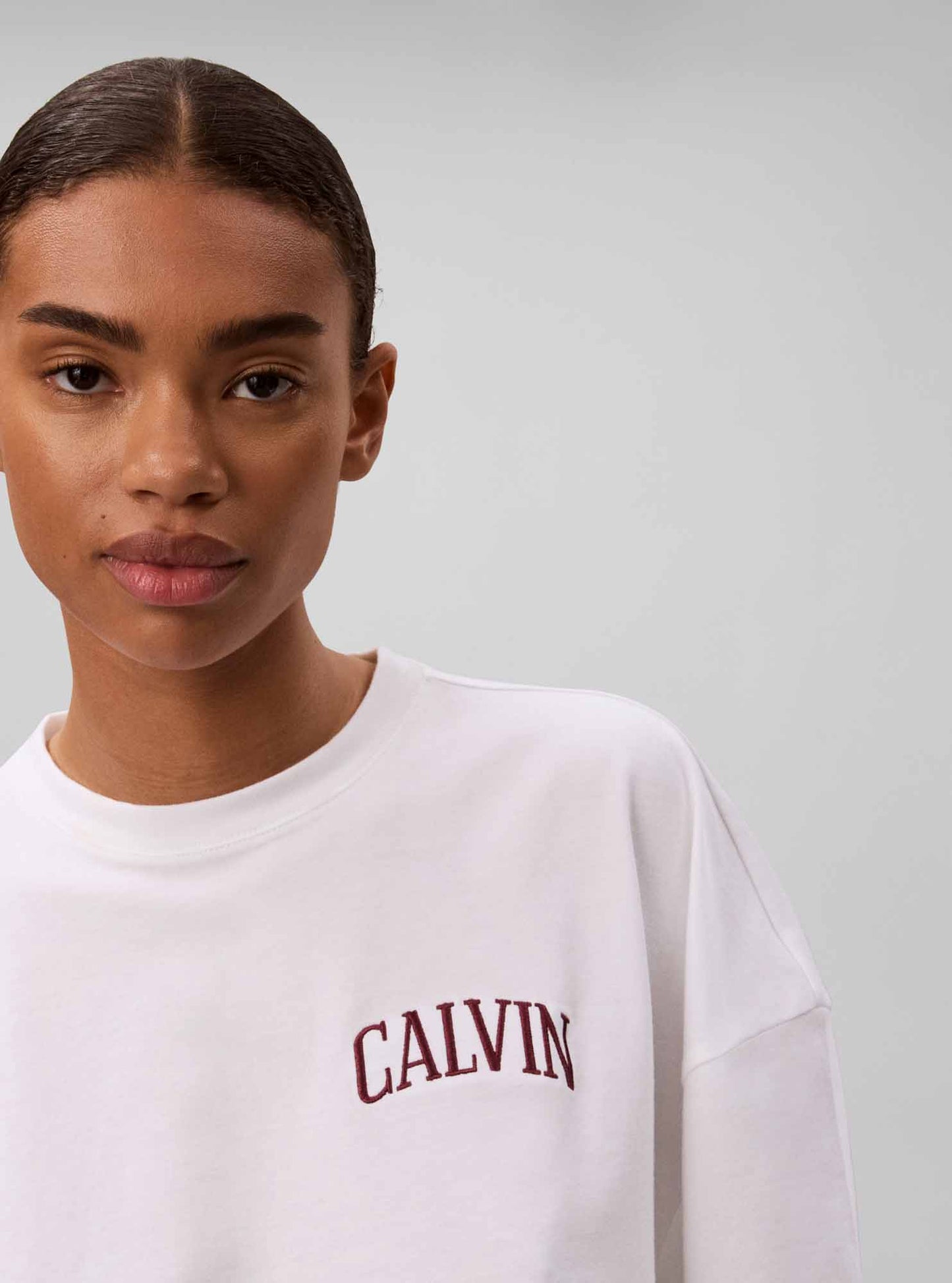 Calvin Klein Ck Boxy Cropped, t-shirt maniche corte da donna bianca