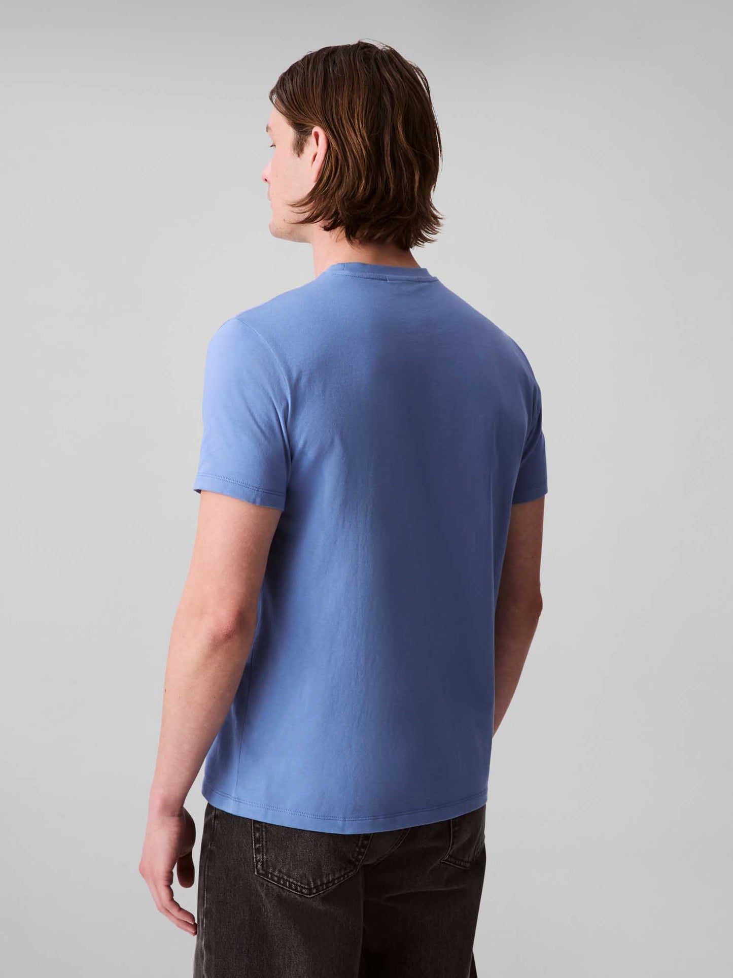 T-SHIRT BADGE CALVIN KLEIN JEANS UOMO AZZURRO