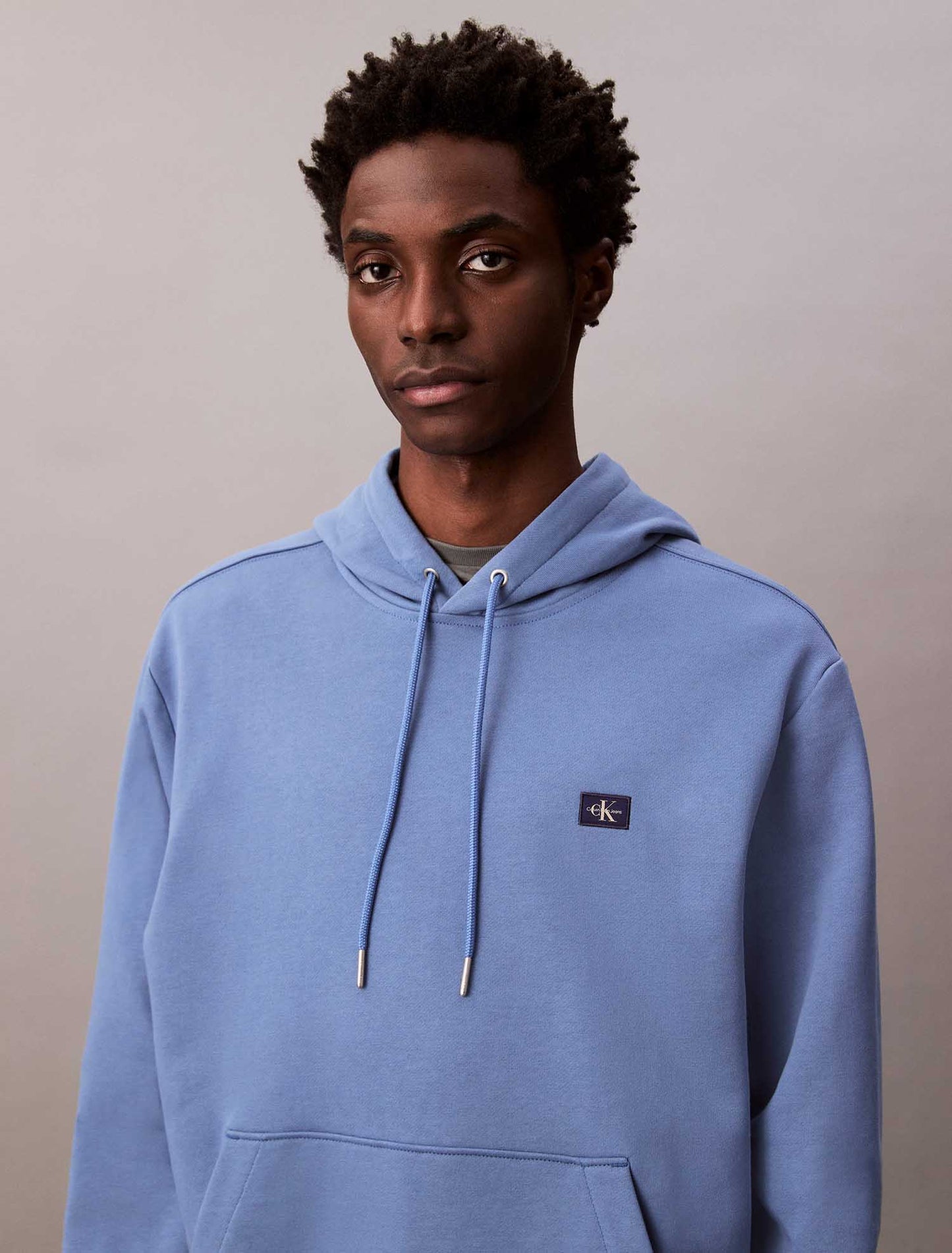 FELPA CON CAPPUCCIO CALVIN KLEIN JEANS UOMO AZZURRO