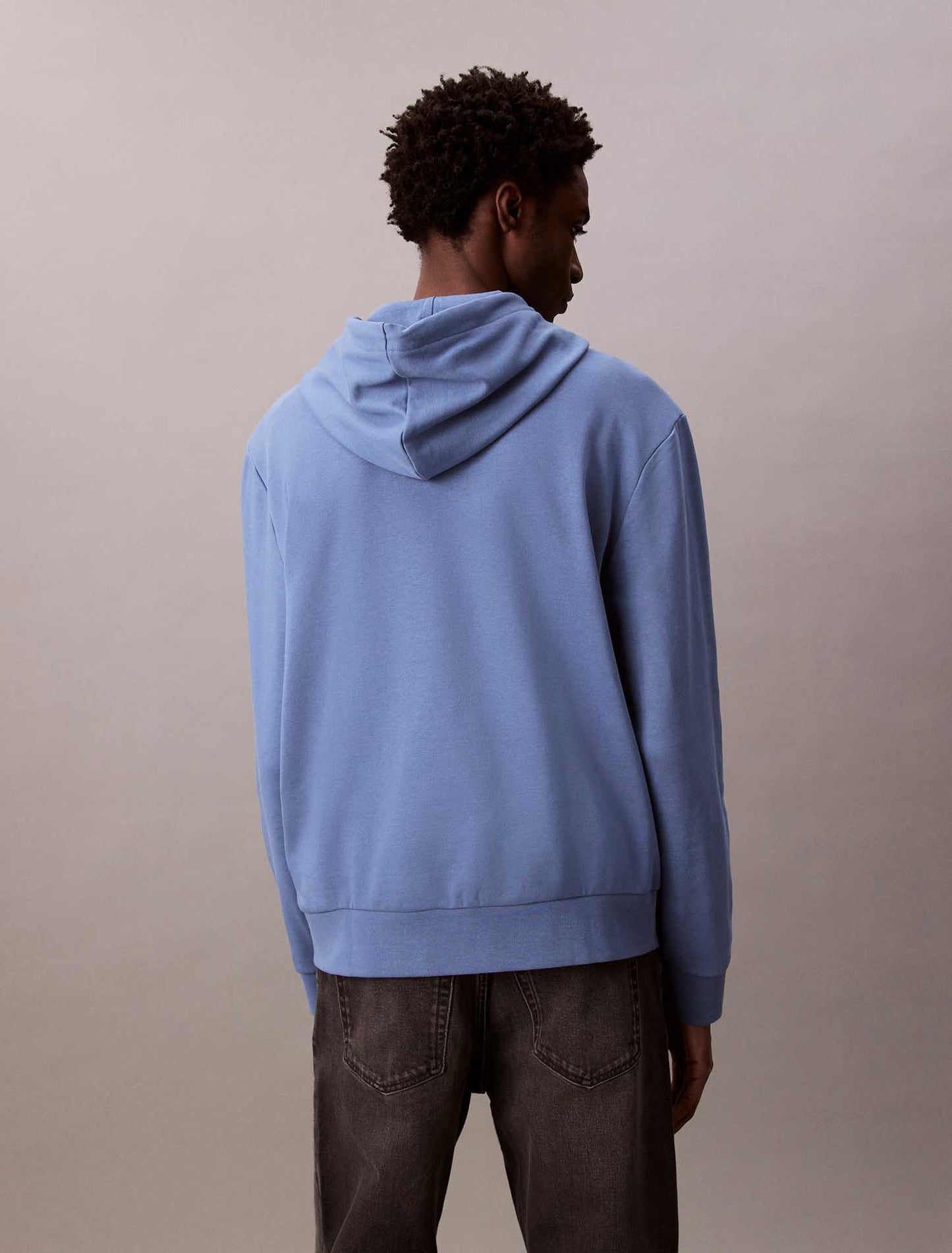 FELPA CON CAPPUCCIO CALVIN KLEIN JEANS UOMO AZZURRO