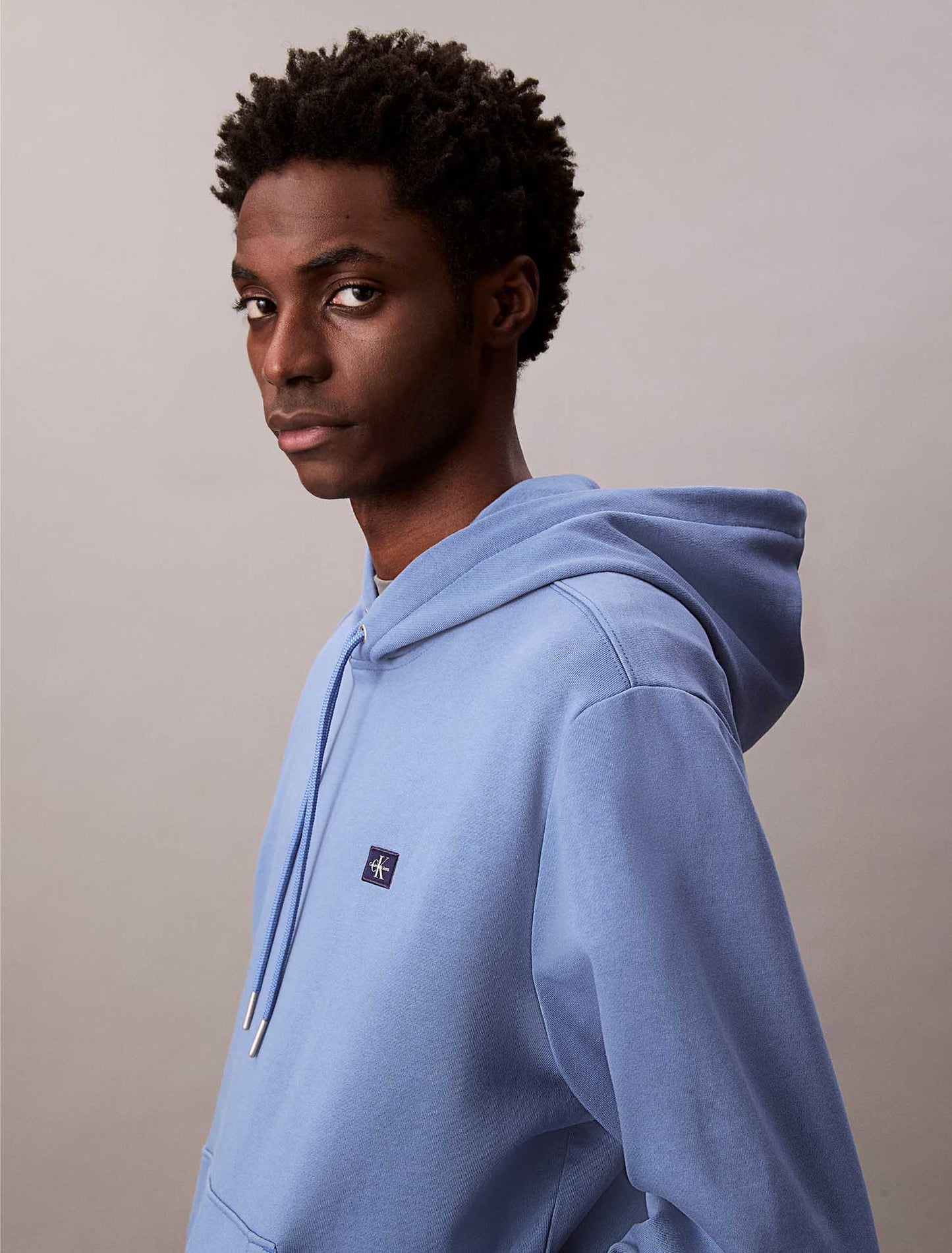 FELPA CON CAPPUCCIO CALVIN KLEIN JEANS UOMO AZZURRO