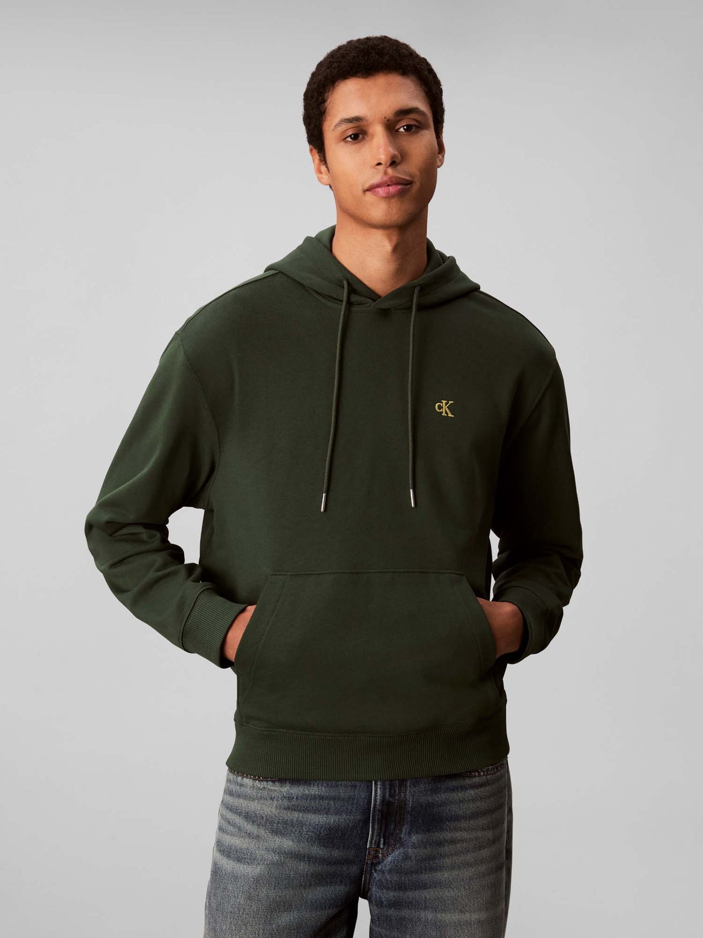 FELPA CON CAPPUCCIO E MONOGRAMMA CALVIN KLEIN DA UOMO VERDE