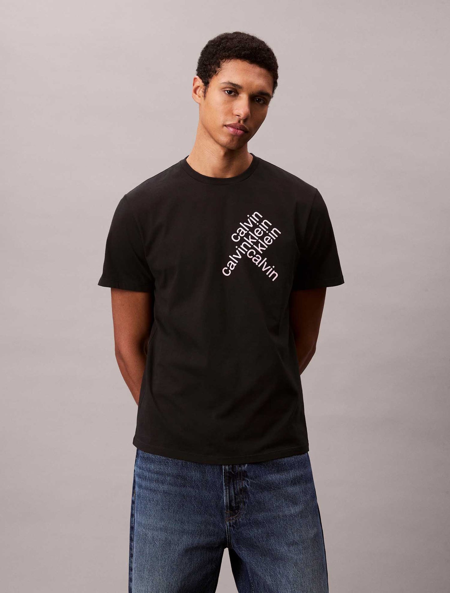 T-SHIRT CON LOGO APPLICATO CALVIN KLEIN JEANS DA UOMO NERO