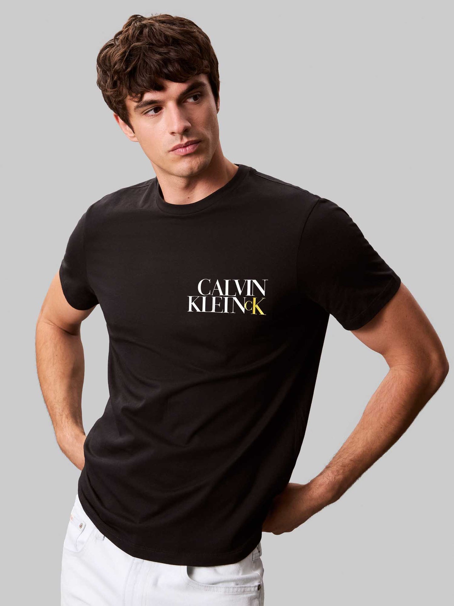 T-SHIRT GIROCOLLO CALIN KLEIN JEANS DA UOMO NERO