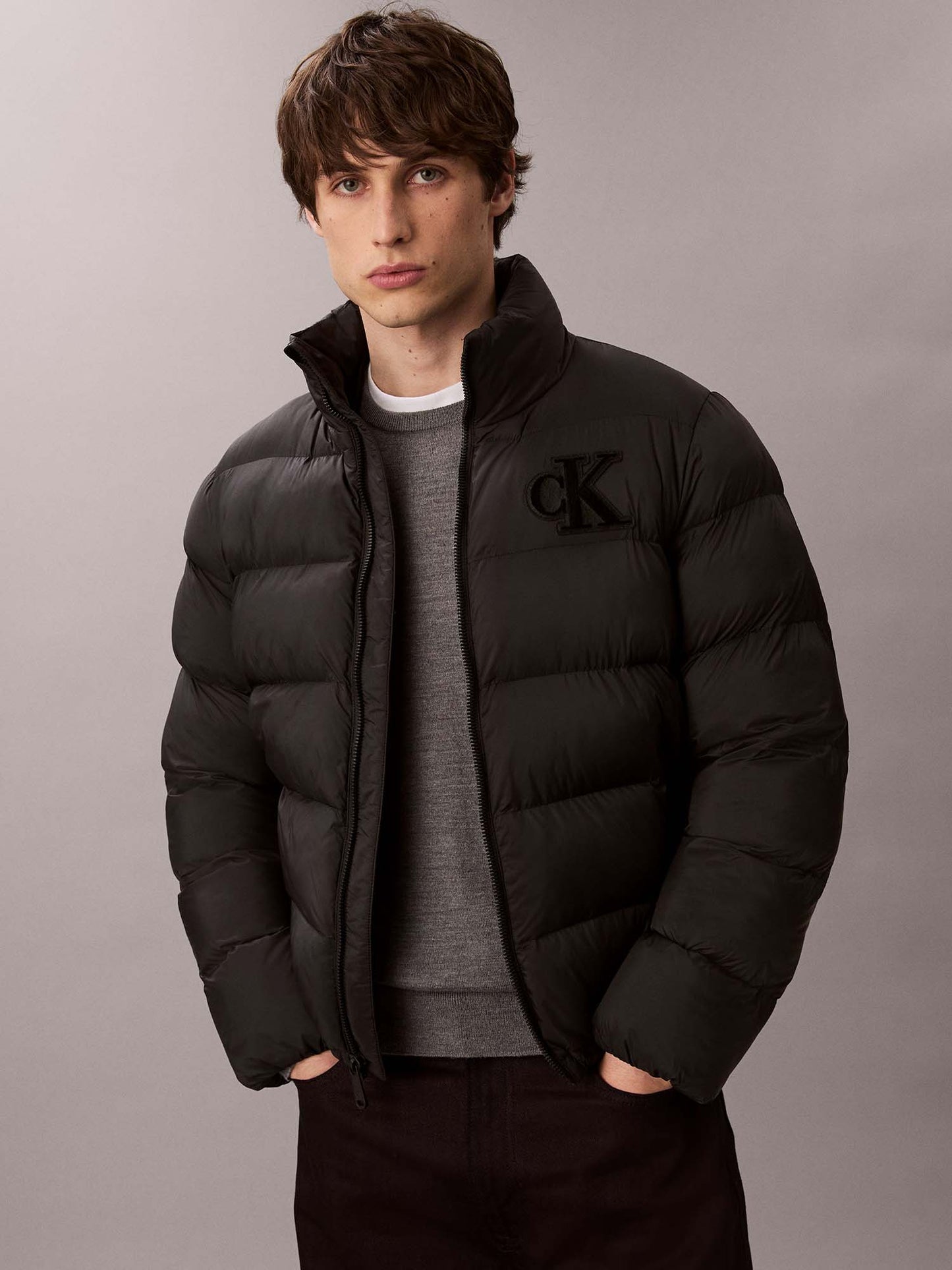CK MONOGRAM PUFFER - NERO