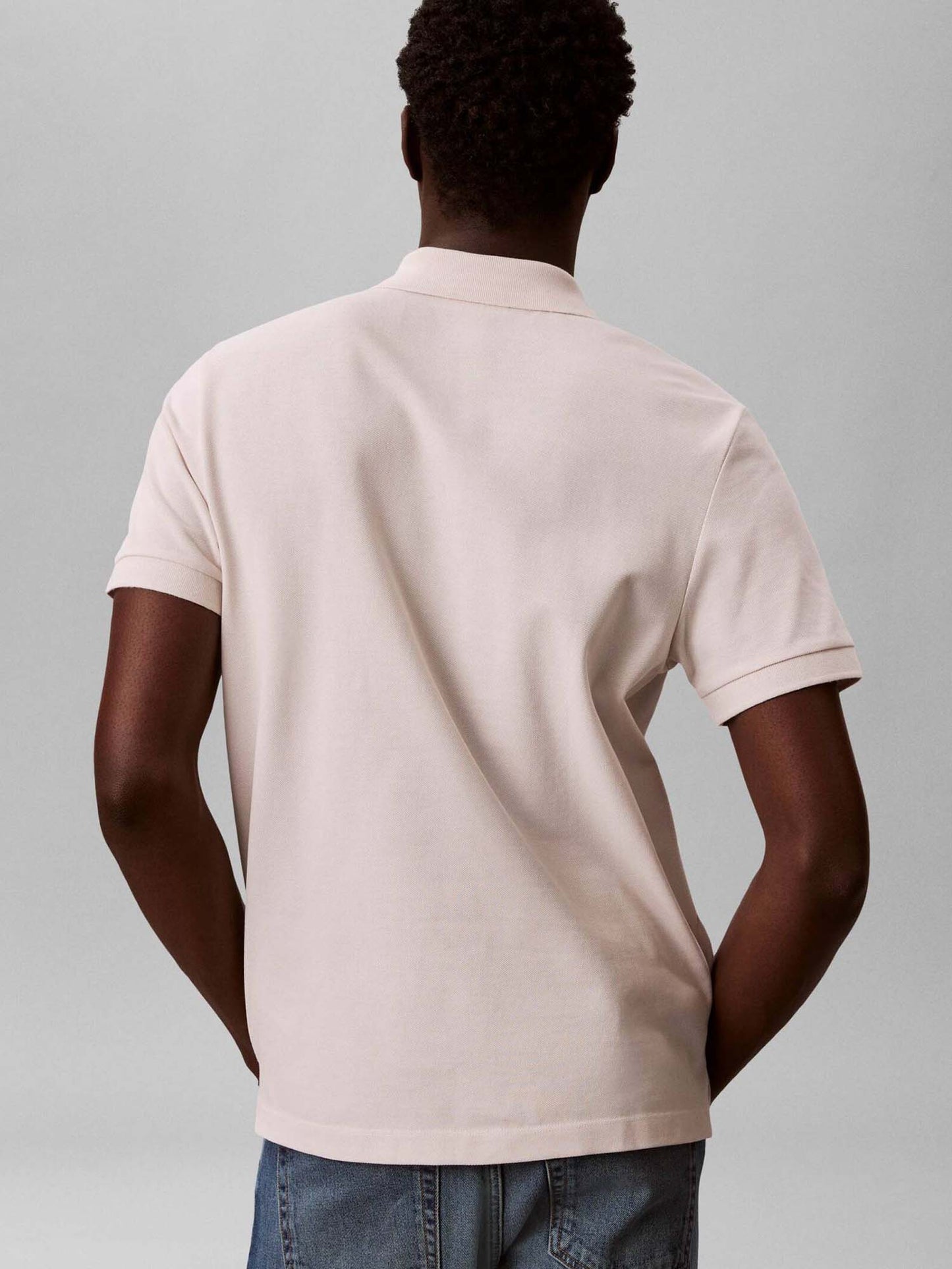 Polo maniche corte Calvin Klein in cotone beige da uomo