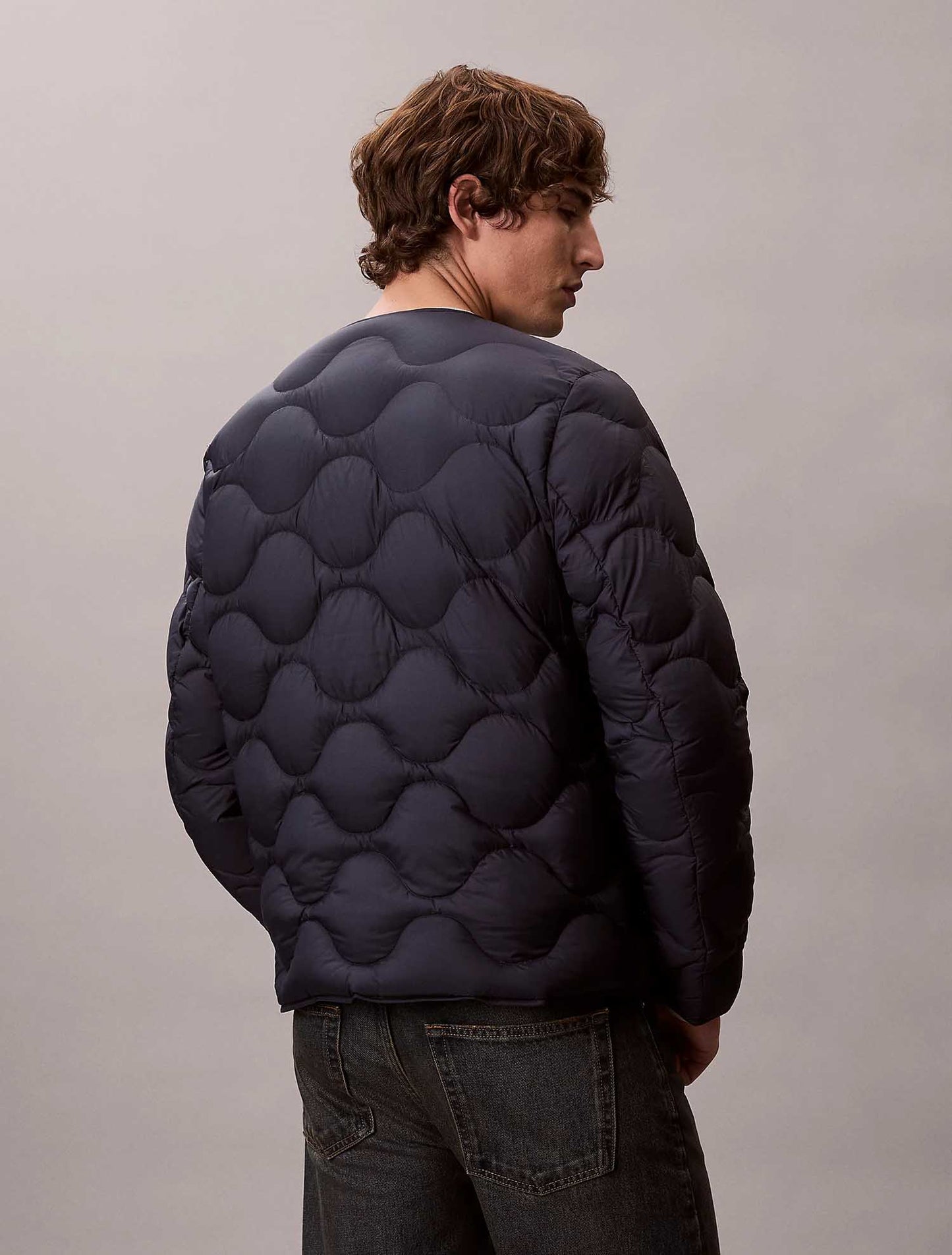 Giubbino bomber trapuntato blu da uomo Calvin Klein in nylon