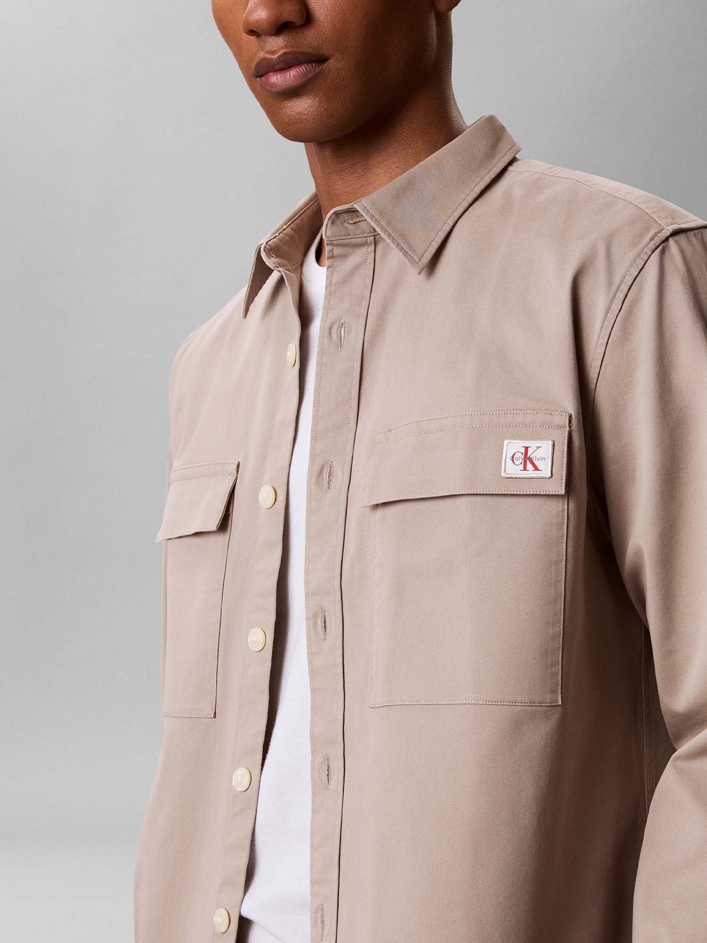 Calvin Klein Comfort Overshirt, camicia da uomo kaki