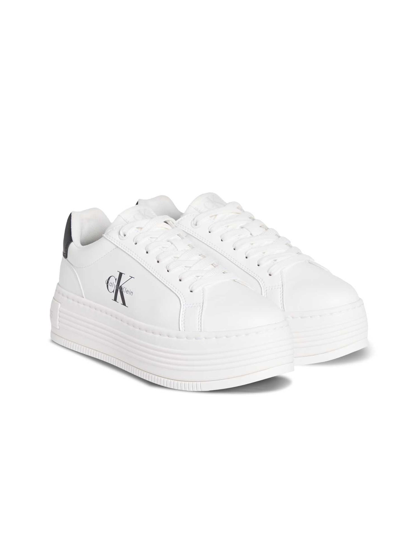 SNEAKERS BOLD FLATF LOW LACE LTH CALVIN KLEIN JEANS DA DONNA BIANCO NERO