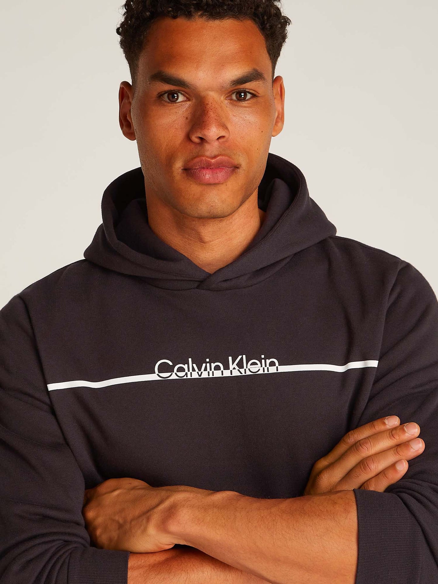 FELPA CON CAPPUCCIO SPIT LINE LOGO CALVIN KLEIN JEANS UOMO NERO