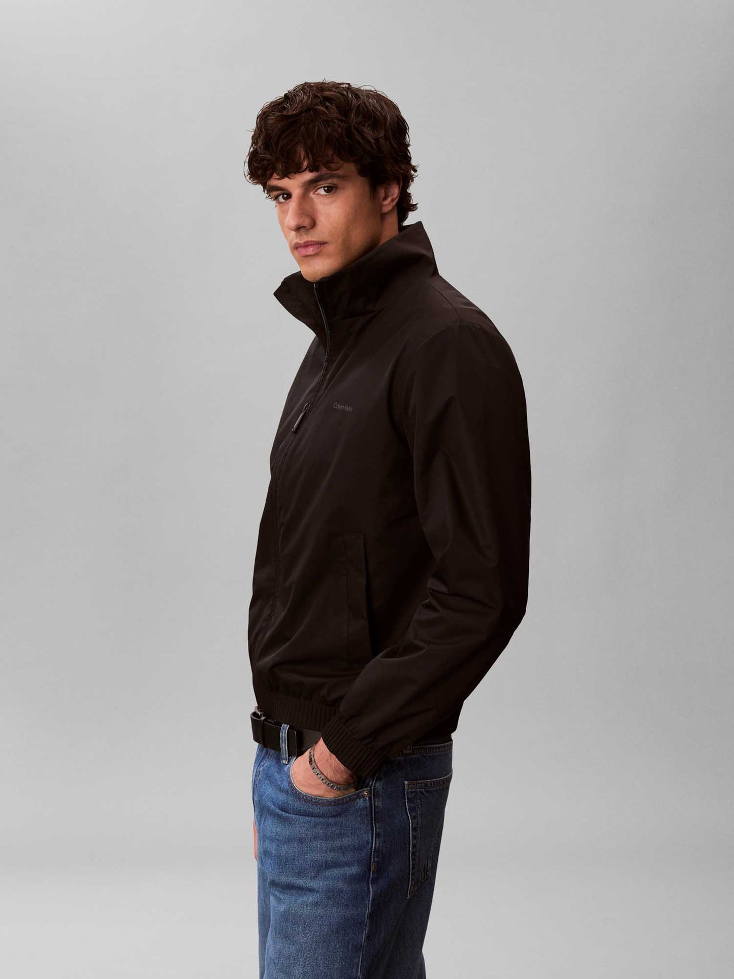 Calvin Klein giacca a vento da uomo nera con collo alto