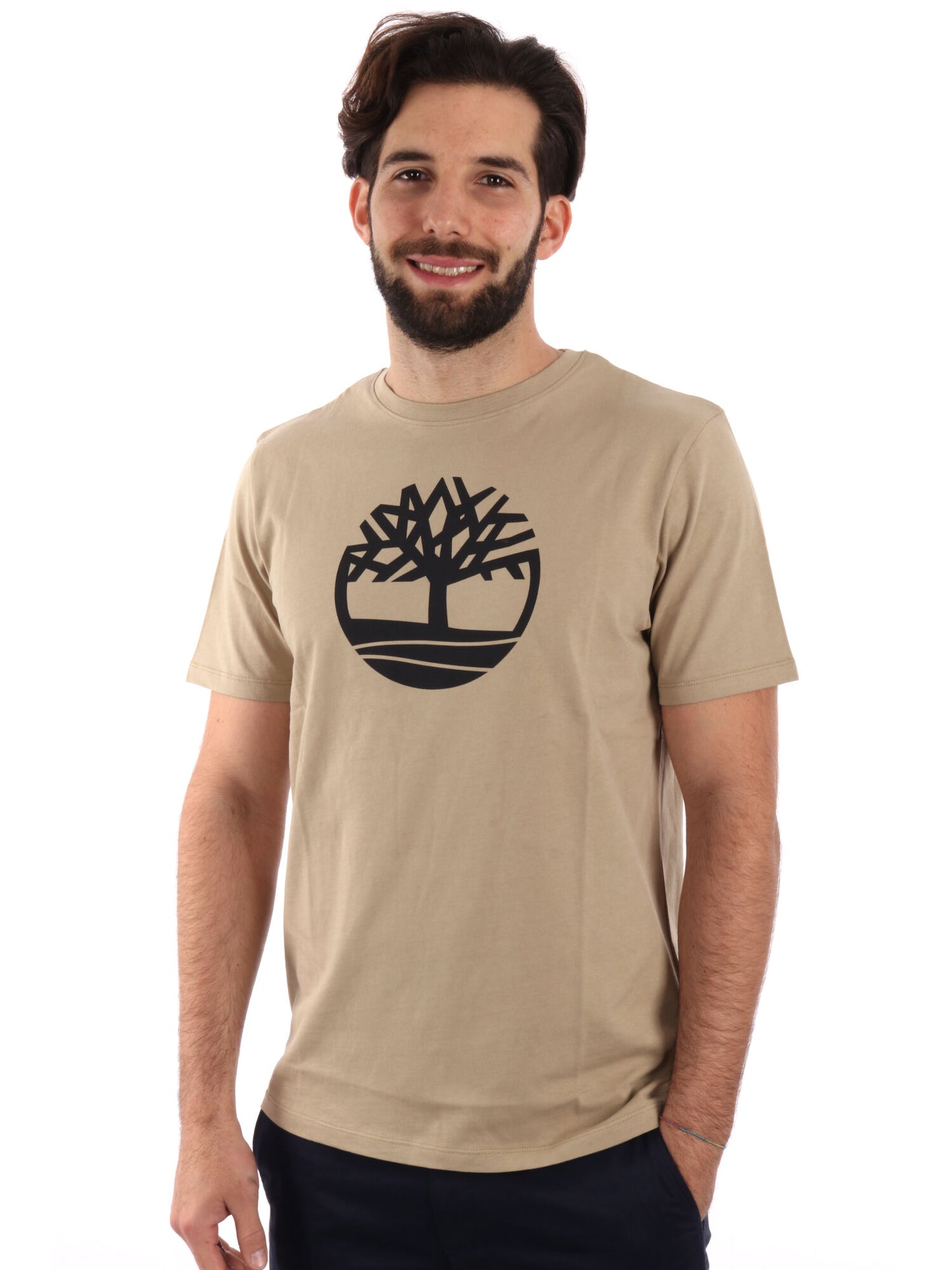 T-SHIRT CON LOGO TIMBERLAND UOMO BEIGE