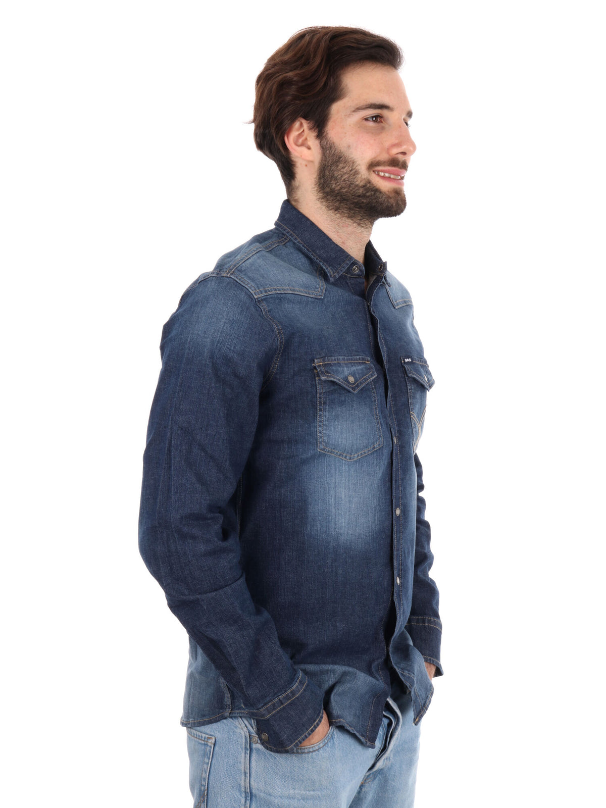 Gas kant new demin camicia da uomo jeans scuro