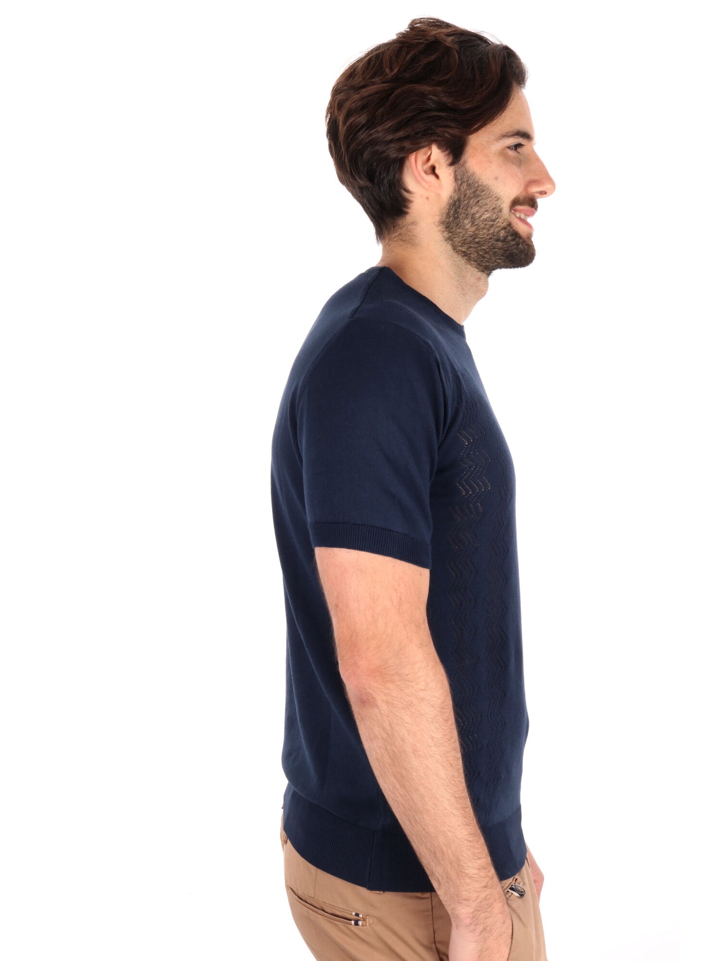 T-SHIRT IN MAGLIA TRAFORATA FB UOMO BLU