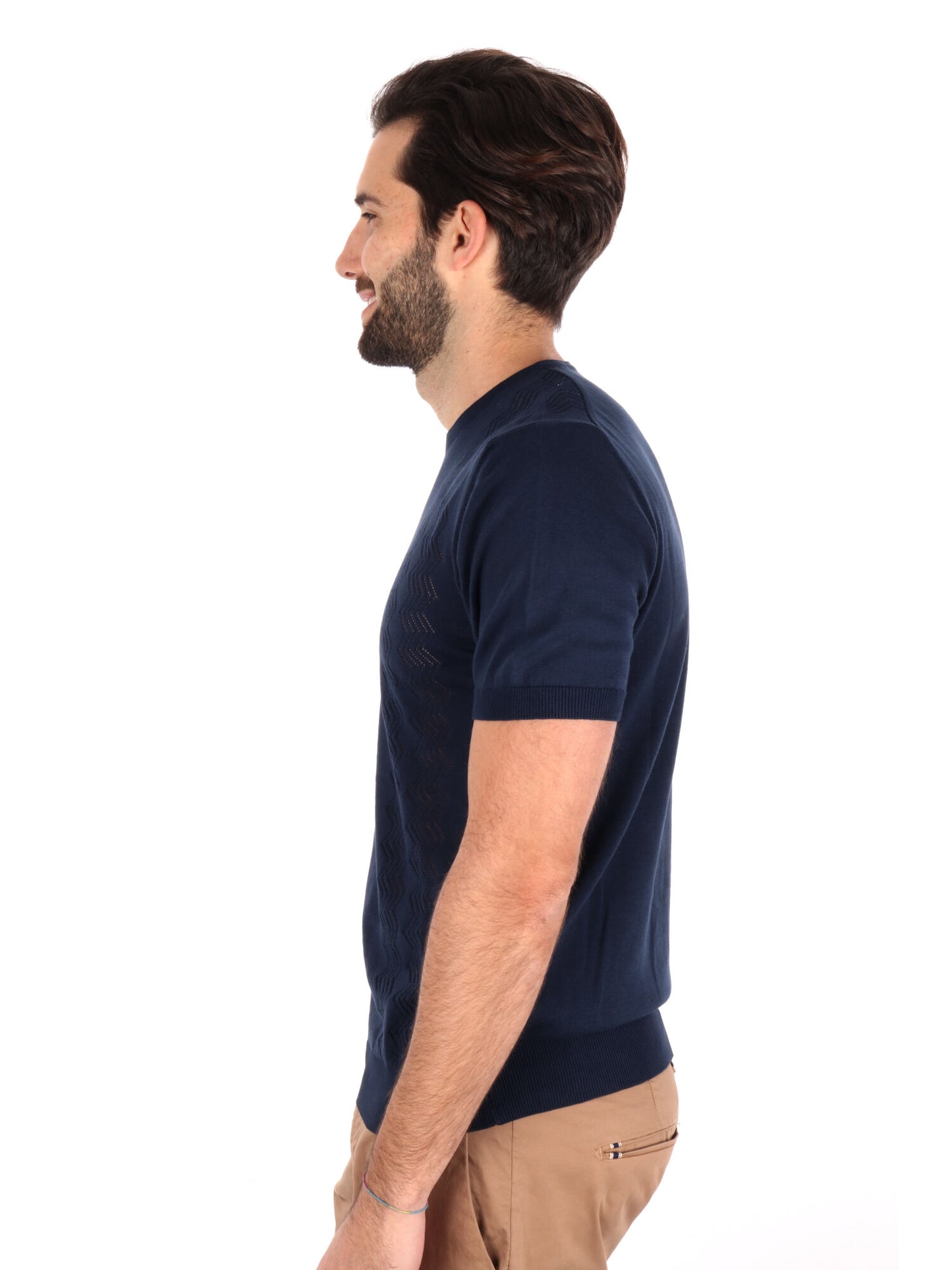 T-SHIRT IN MAGLIA TRAFORATA FB UOMO BLU