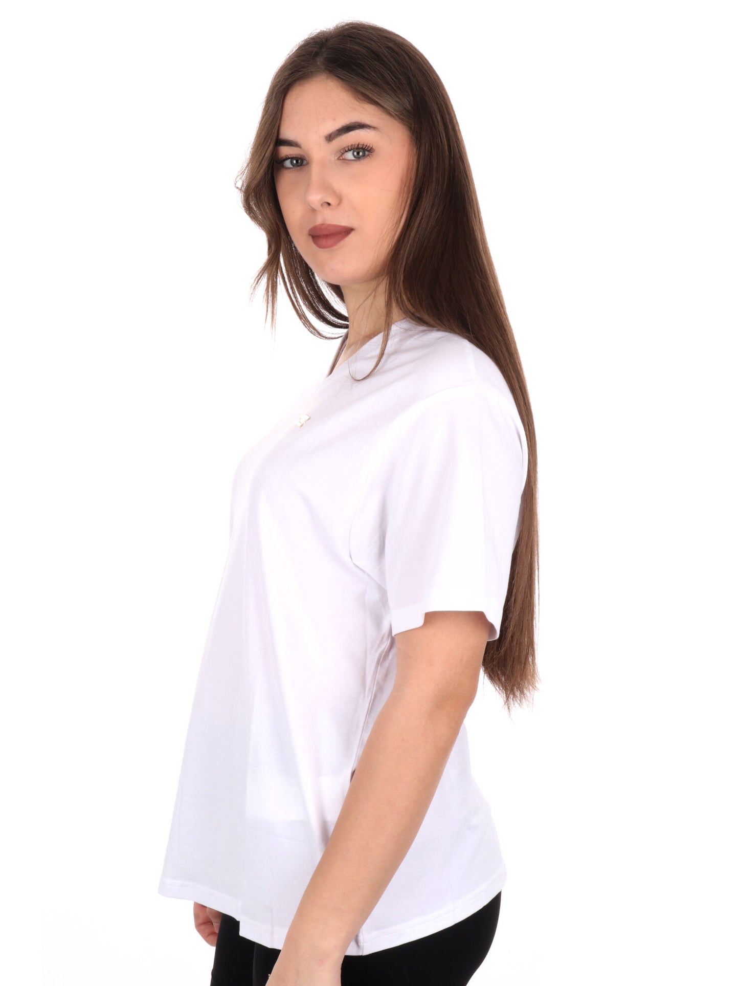 T-SHIRT SCOLLO A V EA7 EMPORIO ARMANI DONNA BIANCO