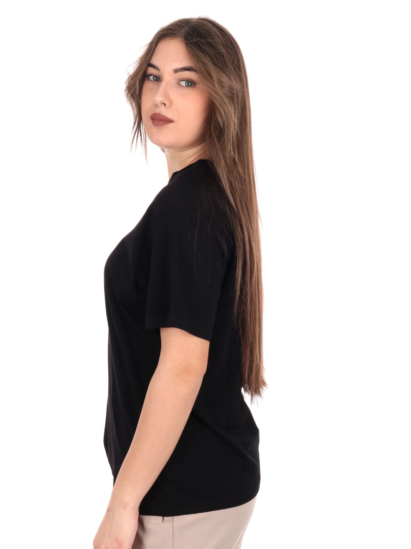 T-SHIRT SCOLLO A V EA7 EMPORIO ARMANI DONNA NERO