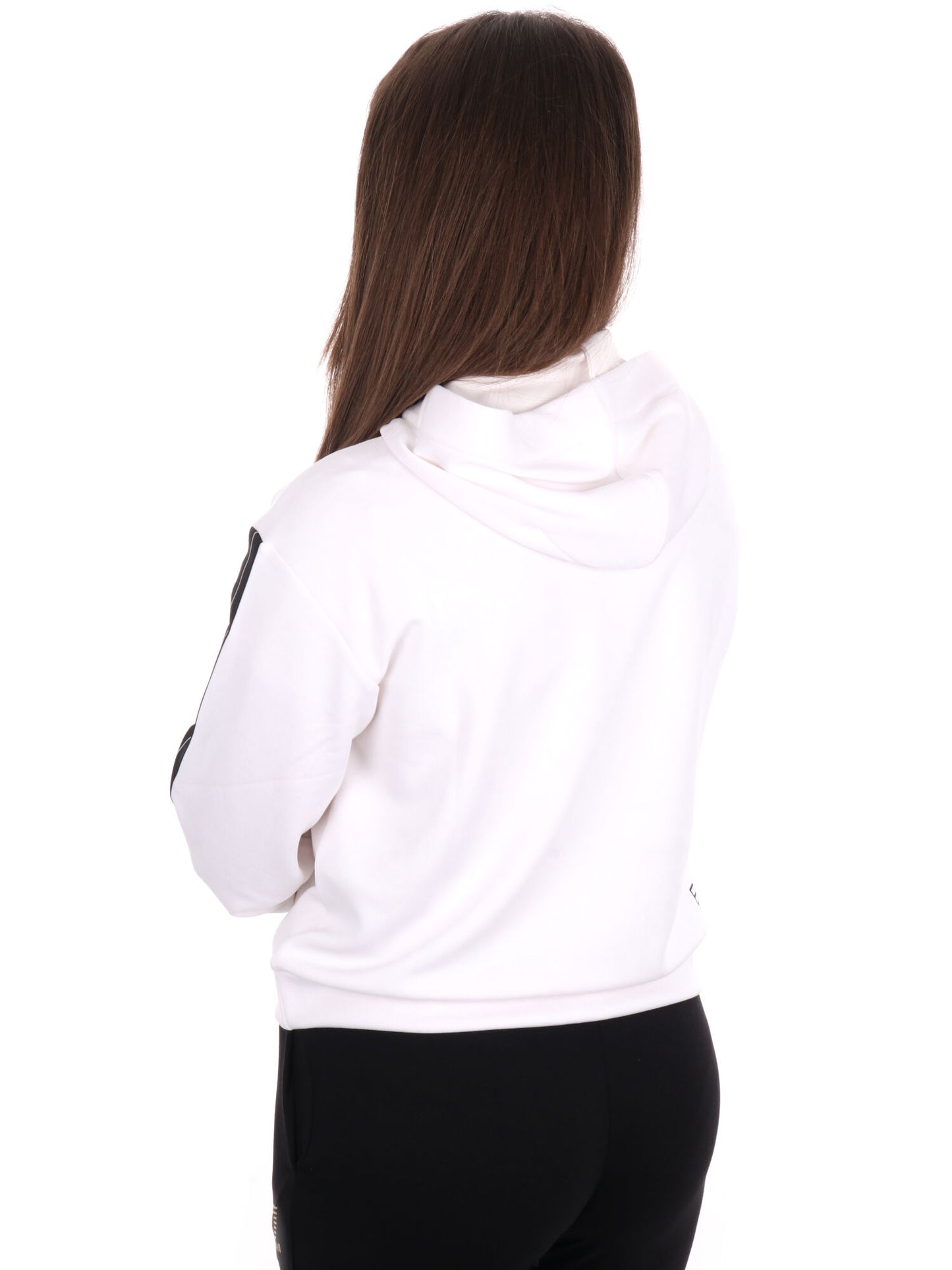 FELPA CON CAPPUCCIO LOGO SERIES EA7 EMPORIO ARMANI DONNA BIANCO