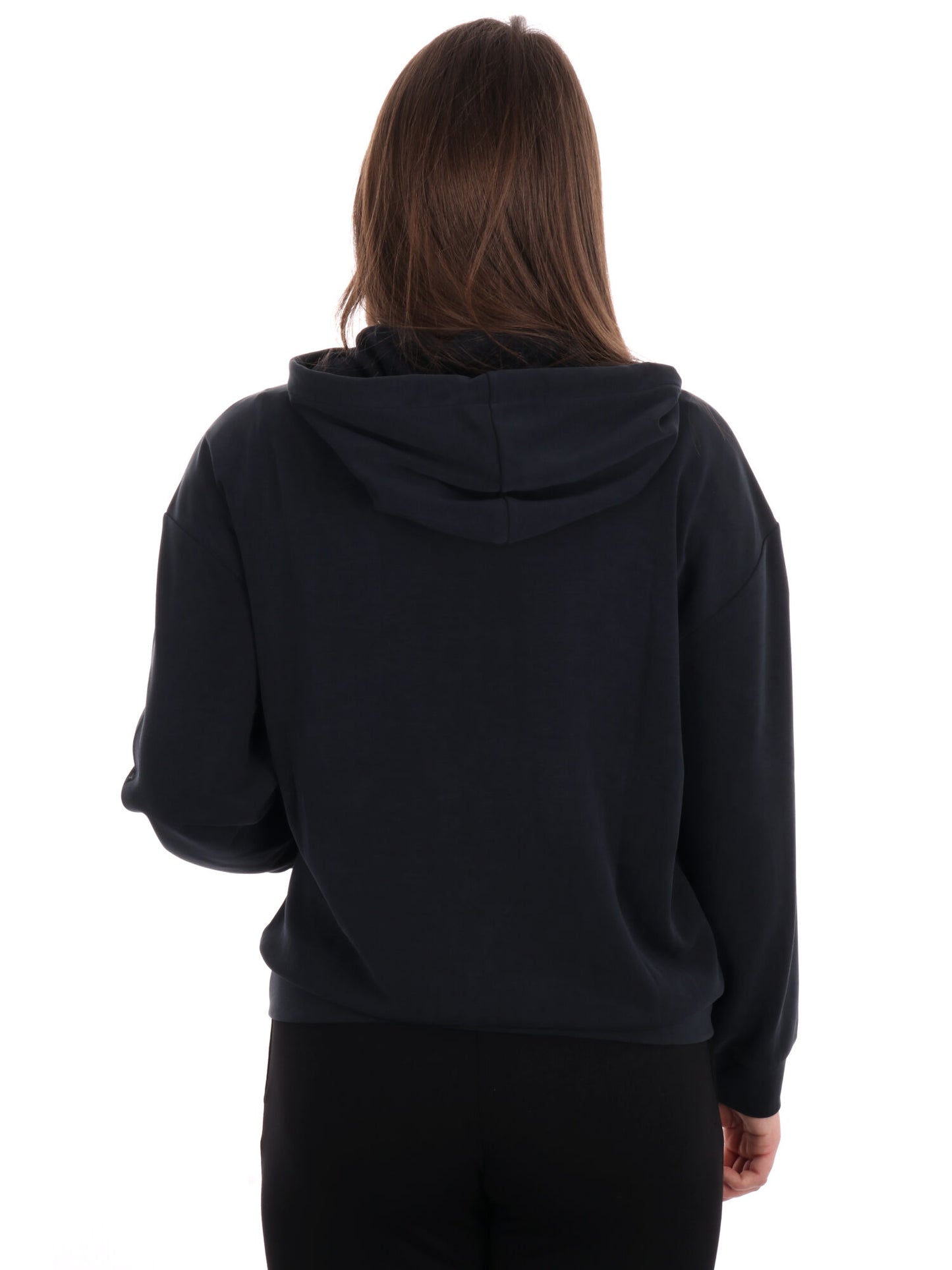 FELPA CON CAPPUCCIO E ZIP CORE LADY RELAX EA7 EMPORIO ARMANI DONNA NERO