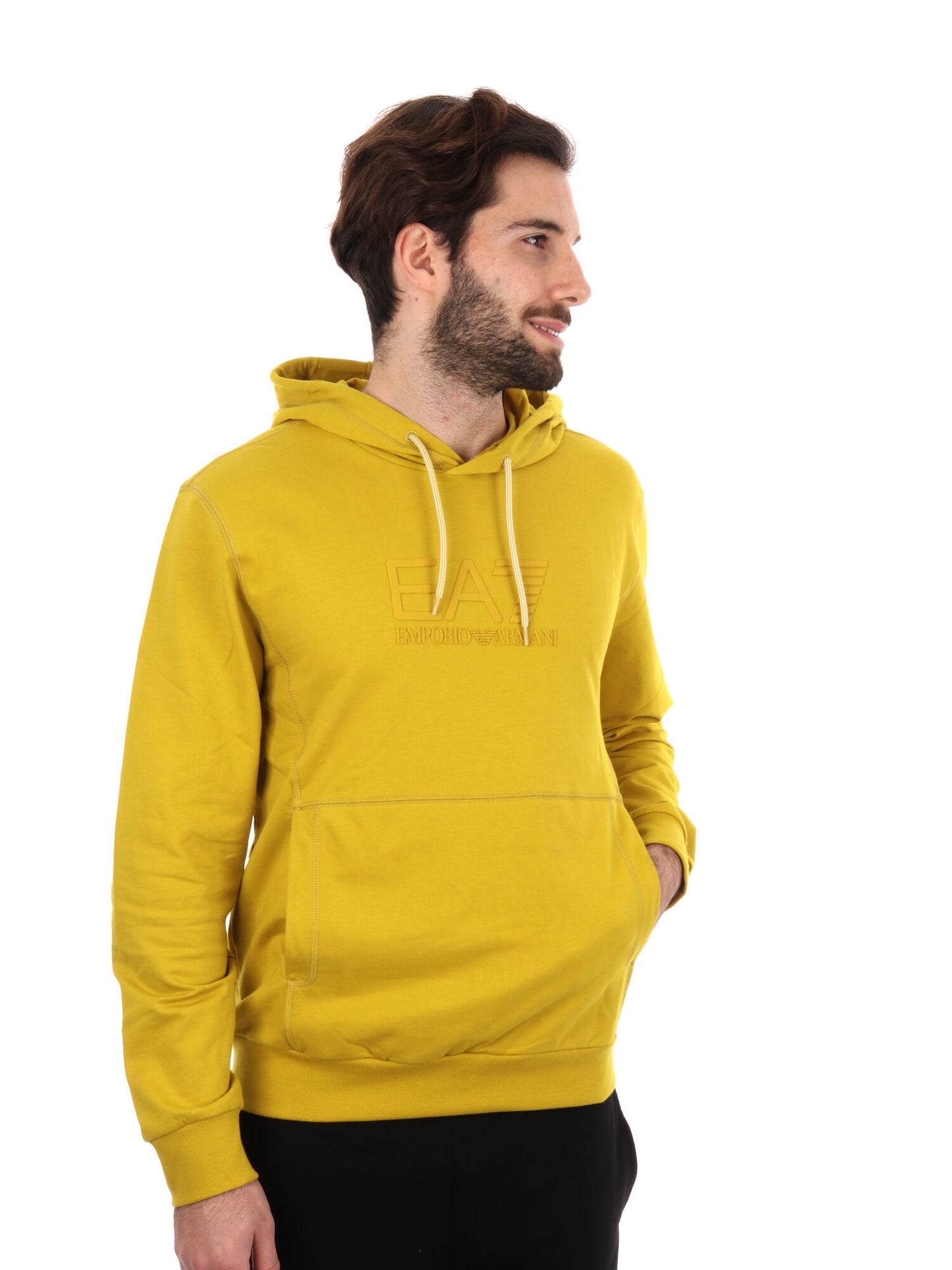 FELPA CON CAPPUCCIO VISIBILITY EA7 EMPORIO ARMANI UOMO OCRA