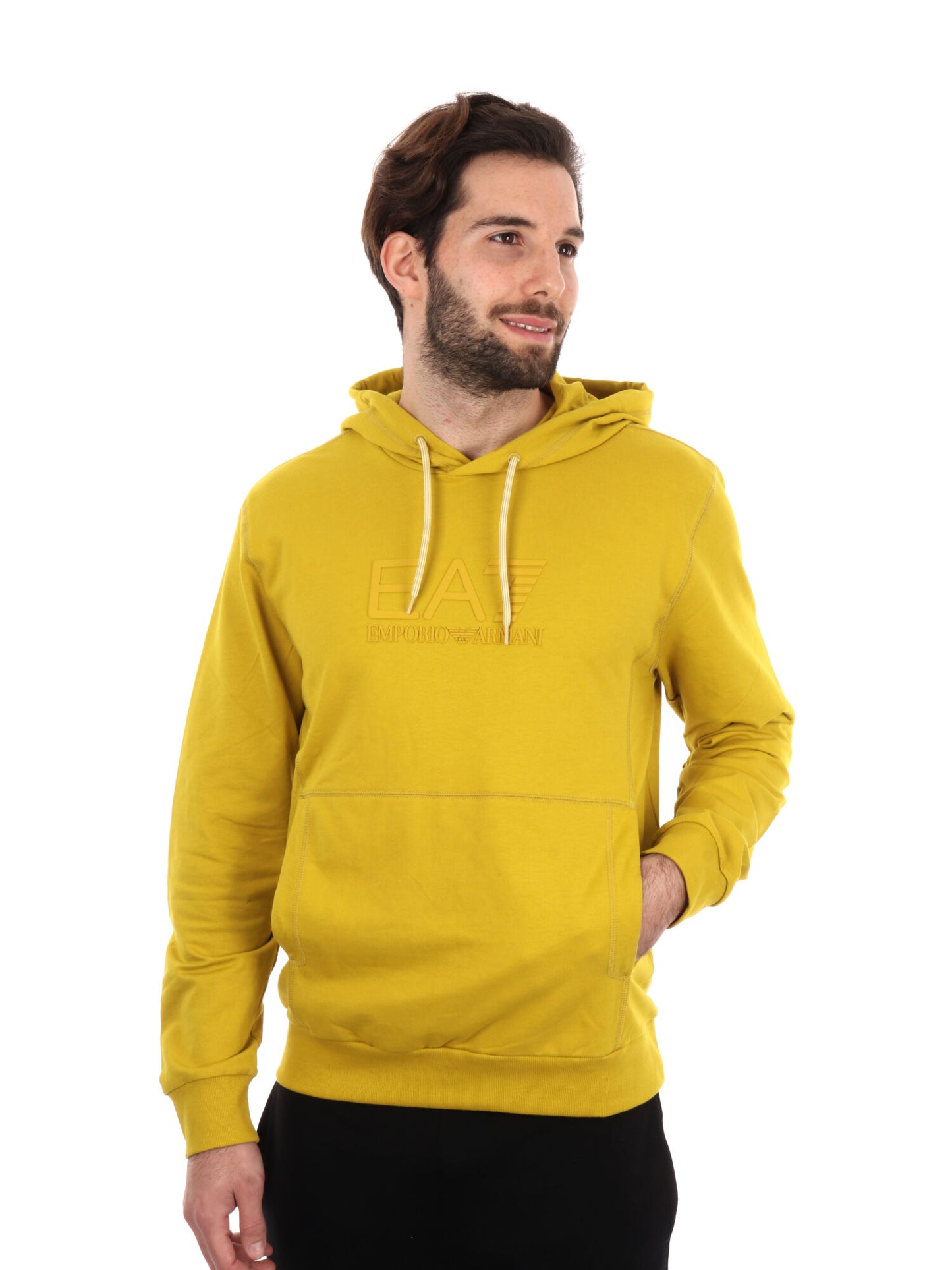 FELPA CON CAPPUCCIO VISIBILITY EA7 EMPORIO ARMANI UOMO OCRA
