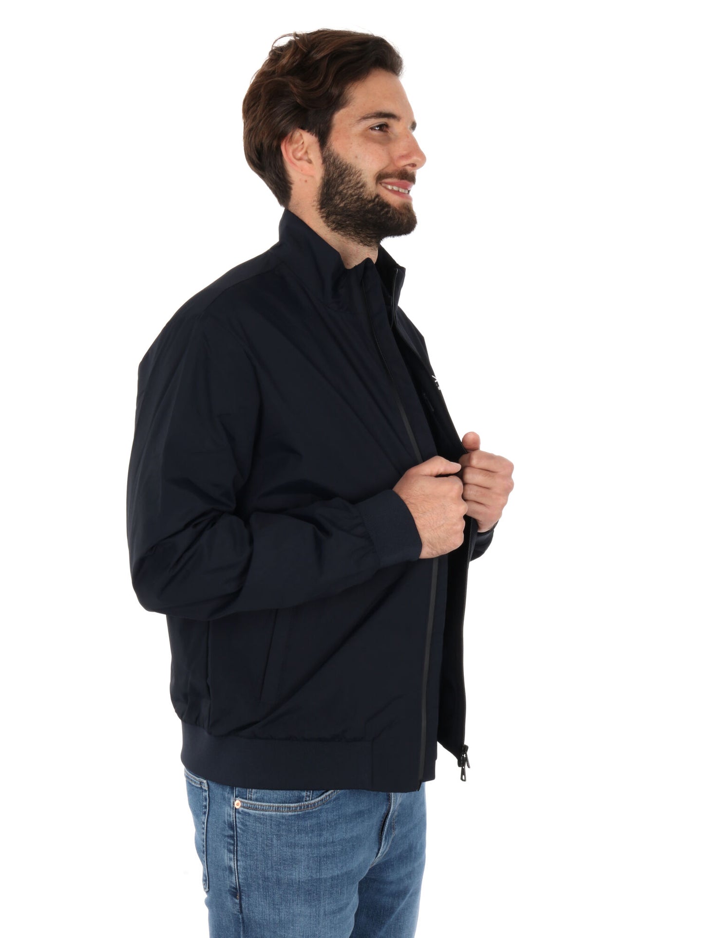 Giubbino Core Identity con zip blu da uomo di Ea7 Emporio Armani