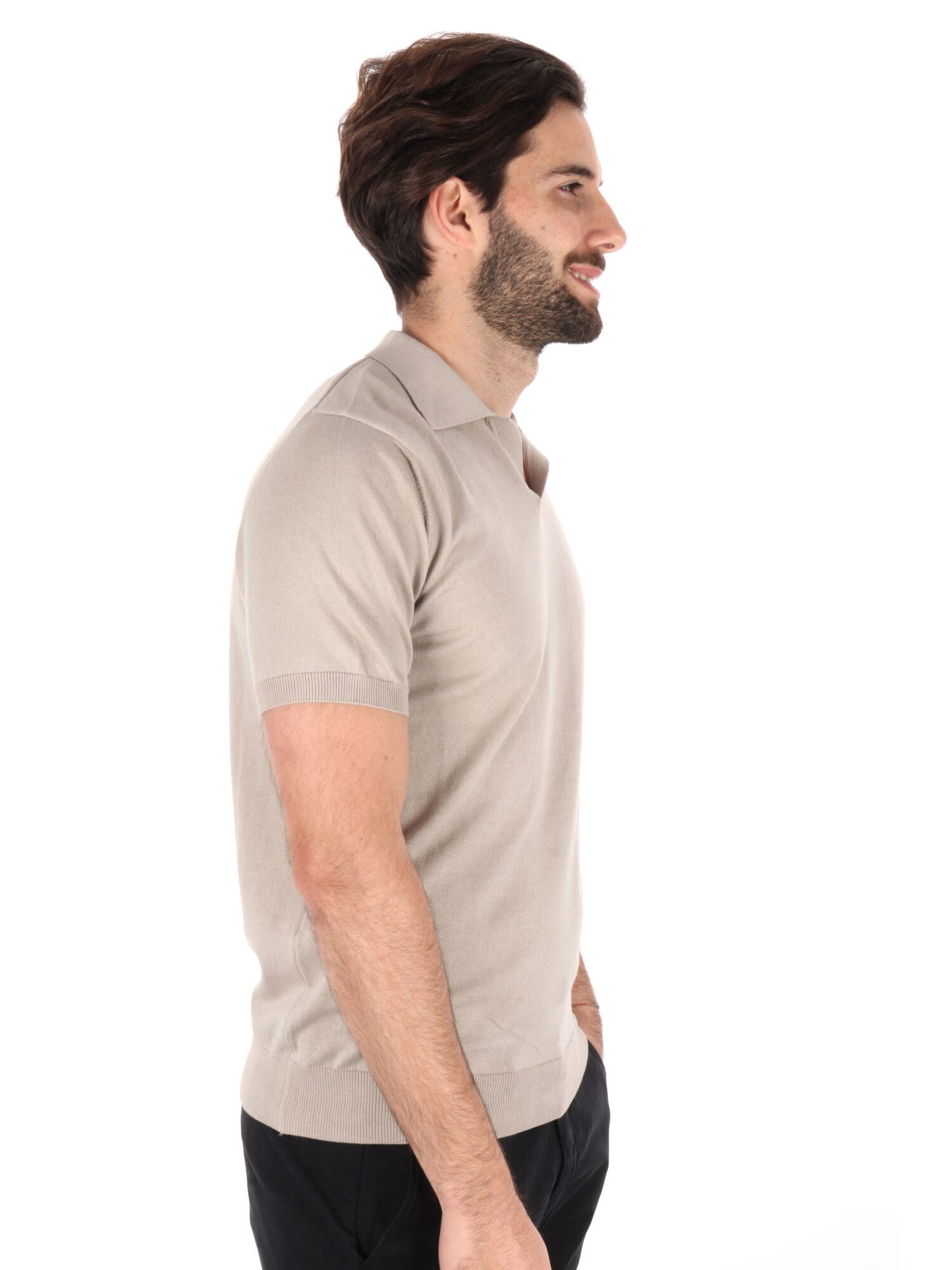 POLO IN MAGLIA SCOLLO A V FB UOMO SABBIA