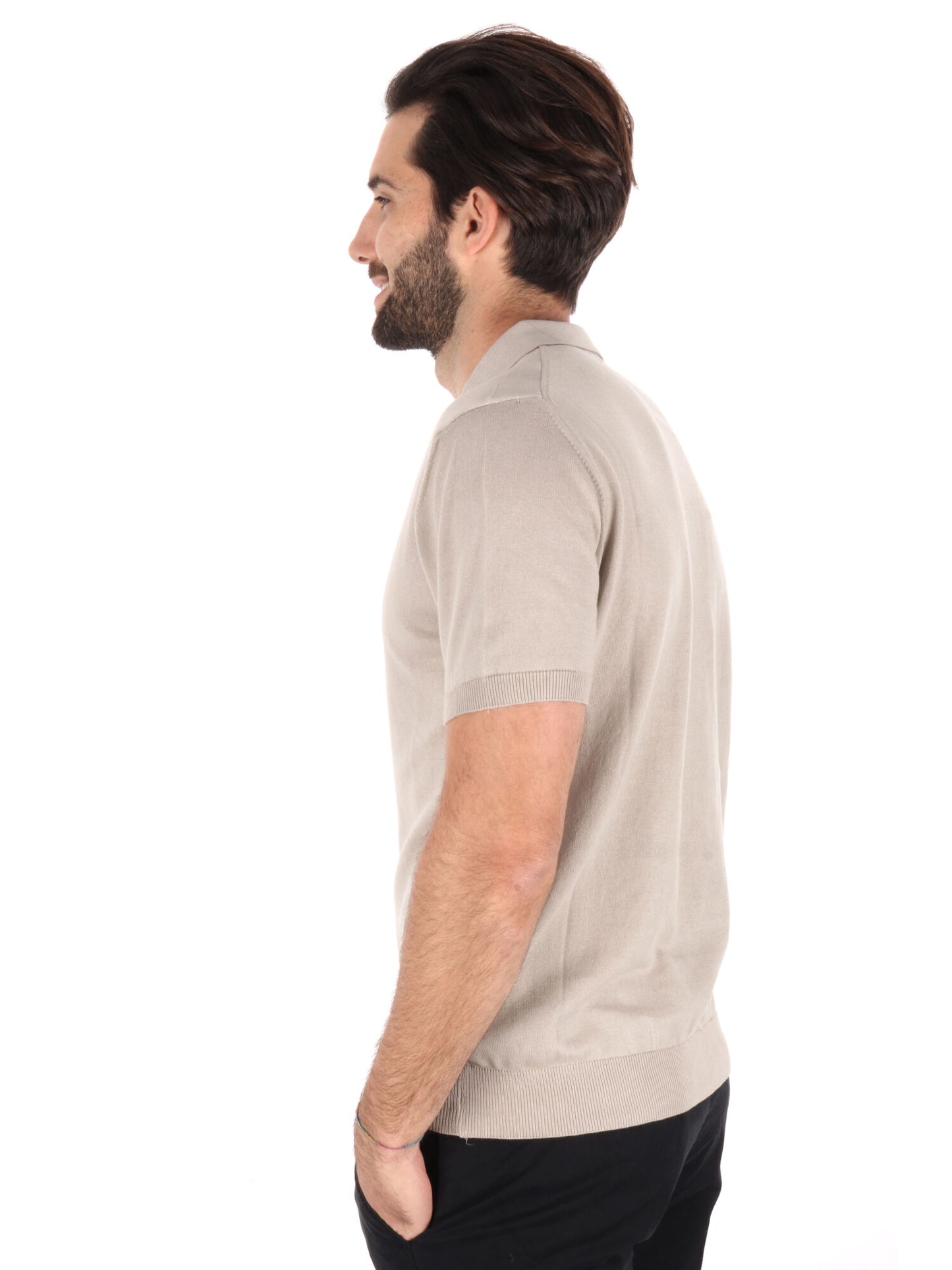 POLO IN MAGLIA SCOLLO A V FB UOMO SABBIA