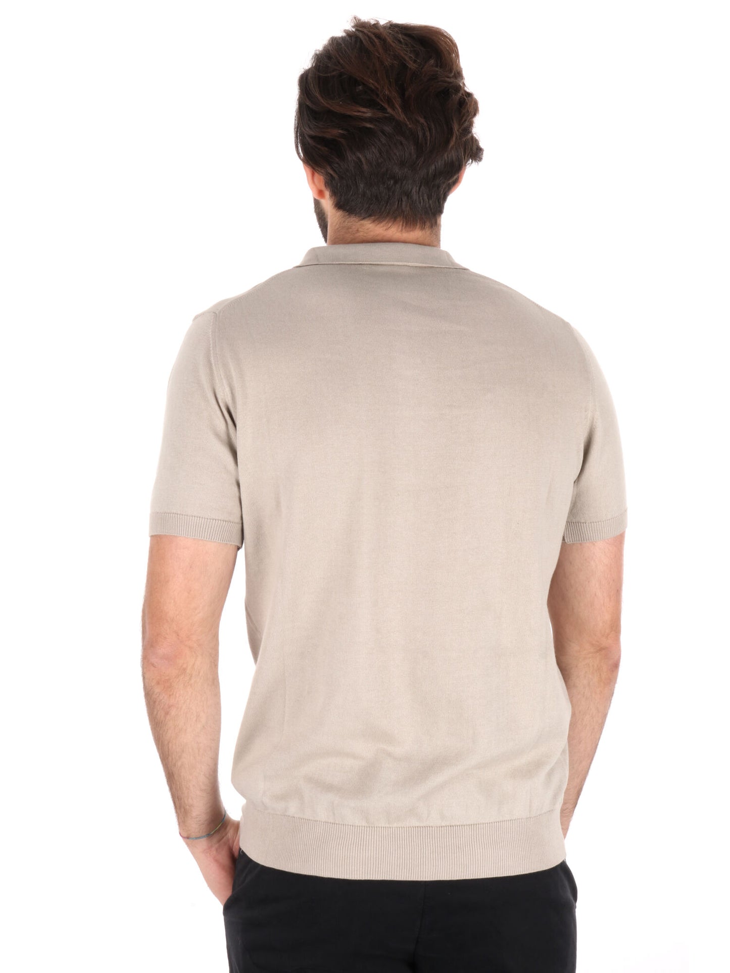 POLO IN MAGLIA SCOLLO A V FB UOMO SABBIA