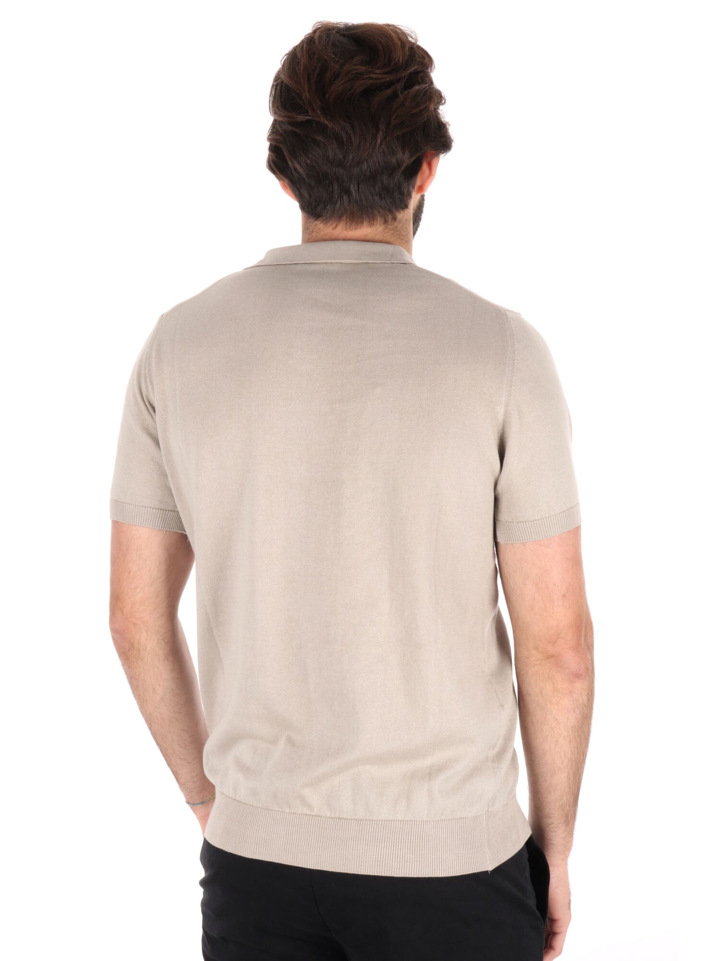 POLO IN MAGLIA SCOLLO A V FB UOMO SABBIA