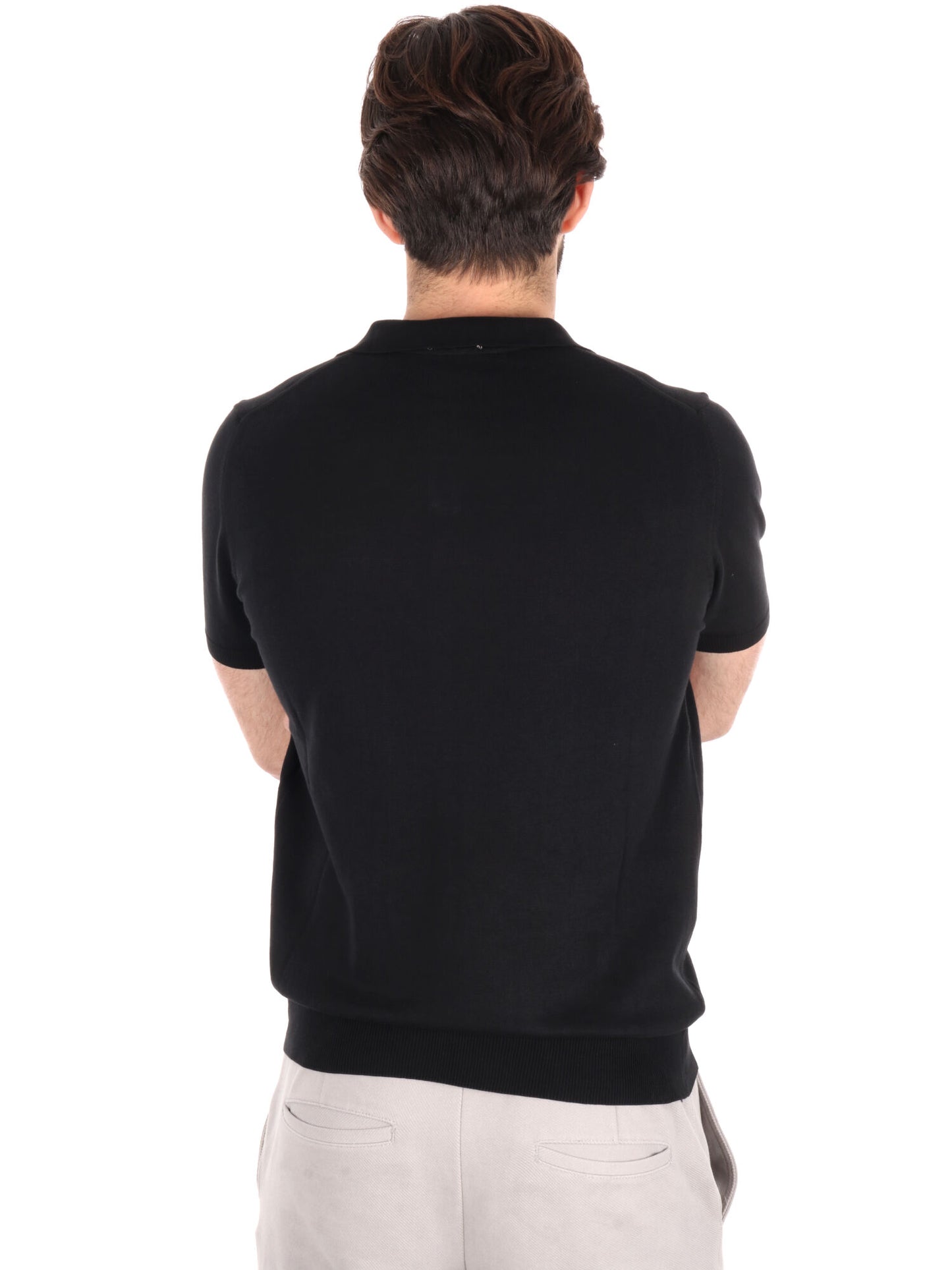 POLO IN MAGLIA SCOLLO A V FB UOMO NERO