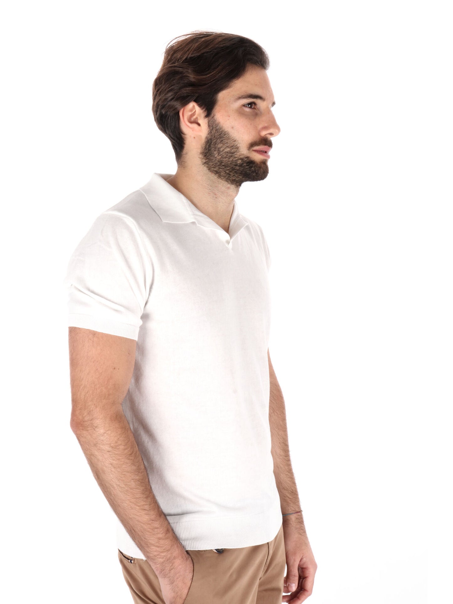 POLO IN MAGLIA SCOLLO A V FB UOMO BIANCO