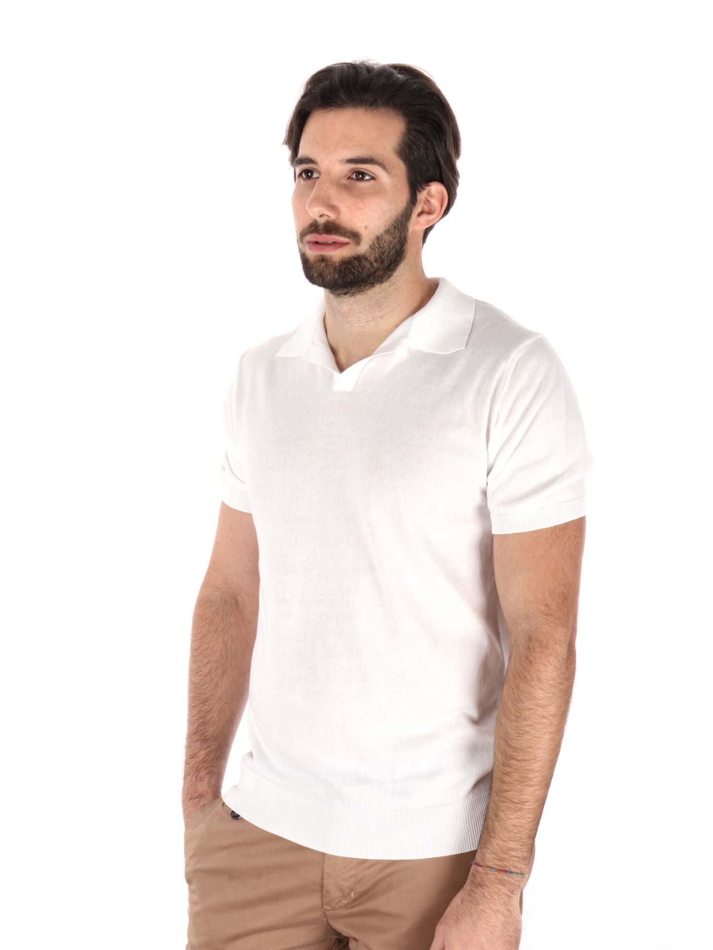 POLO IN MAGLIA SCOLLO A V FB UOMO BIANCO