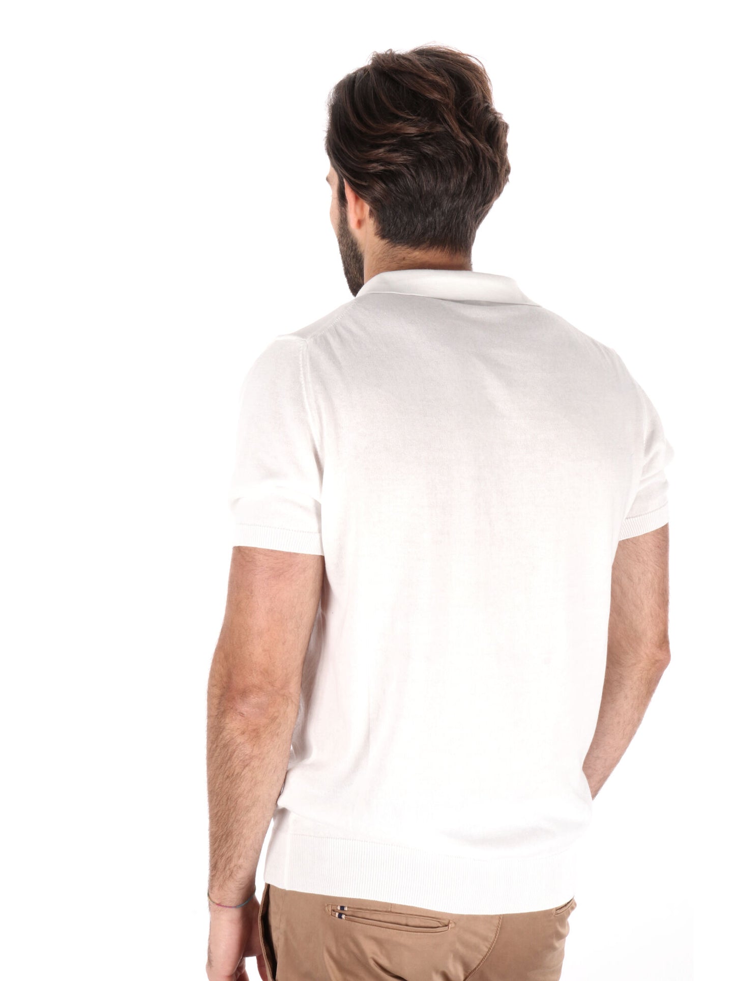 POLO IN MAGLIA SCOLLO A V FB UOMO BIANCO