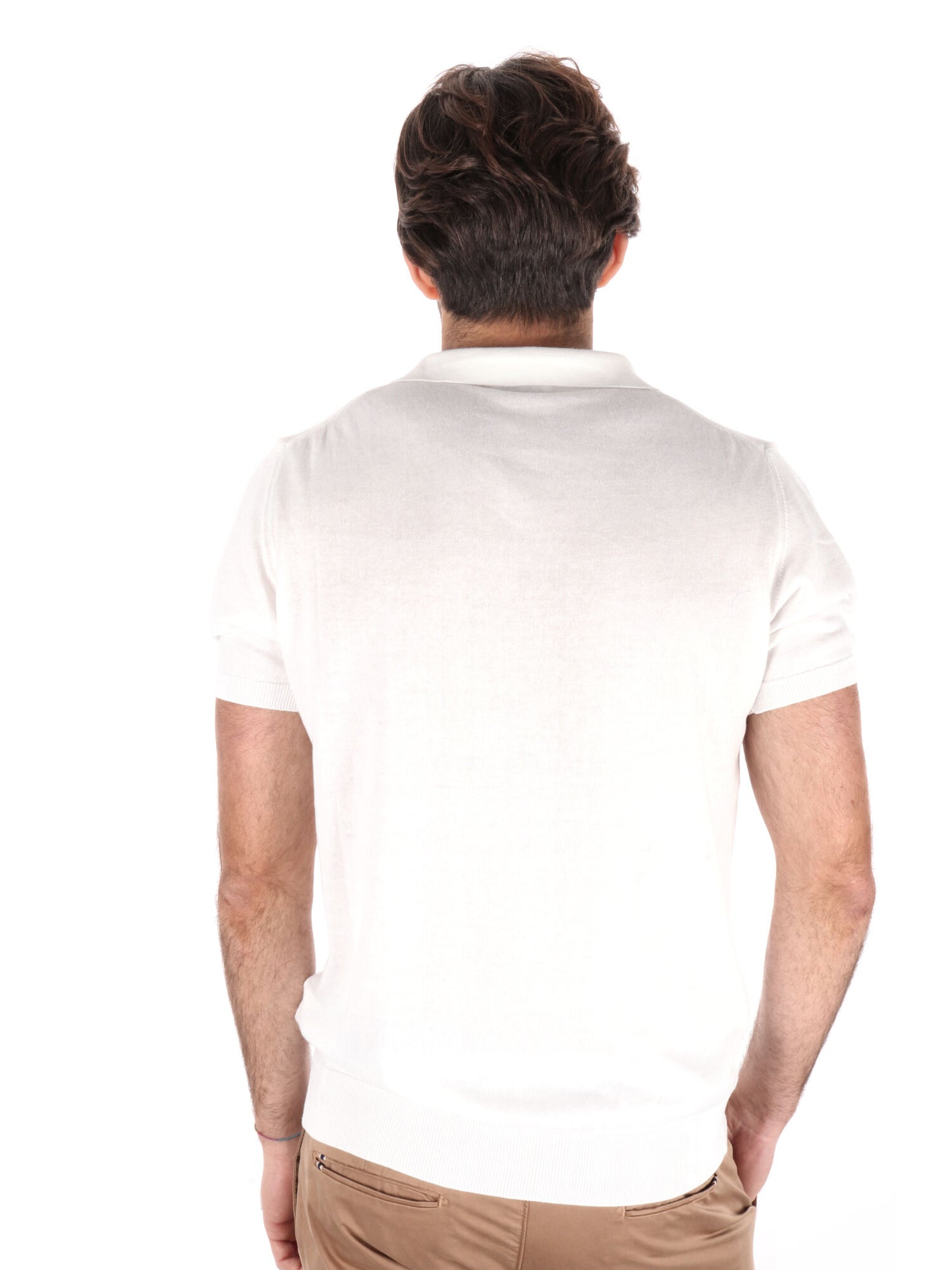POLO IN MAGLIA SCOLLO A V FB UOMO BIANCO