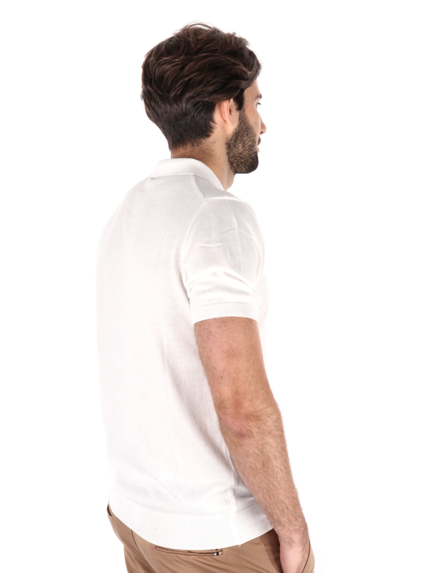 POLO IN MAGLIA SCOLLO A V FB UOMO BIANCO