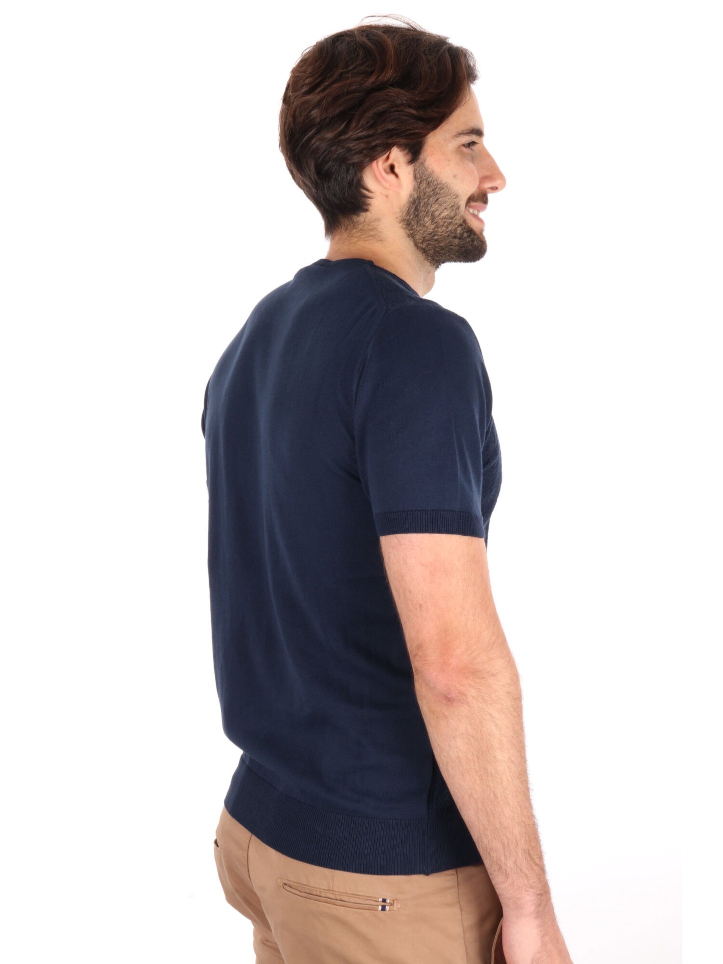 T-SHIRT IN MAGLIA TRAFORATA FB UOMO BLU