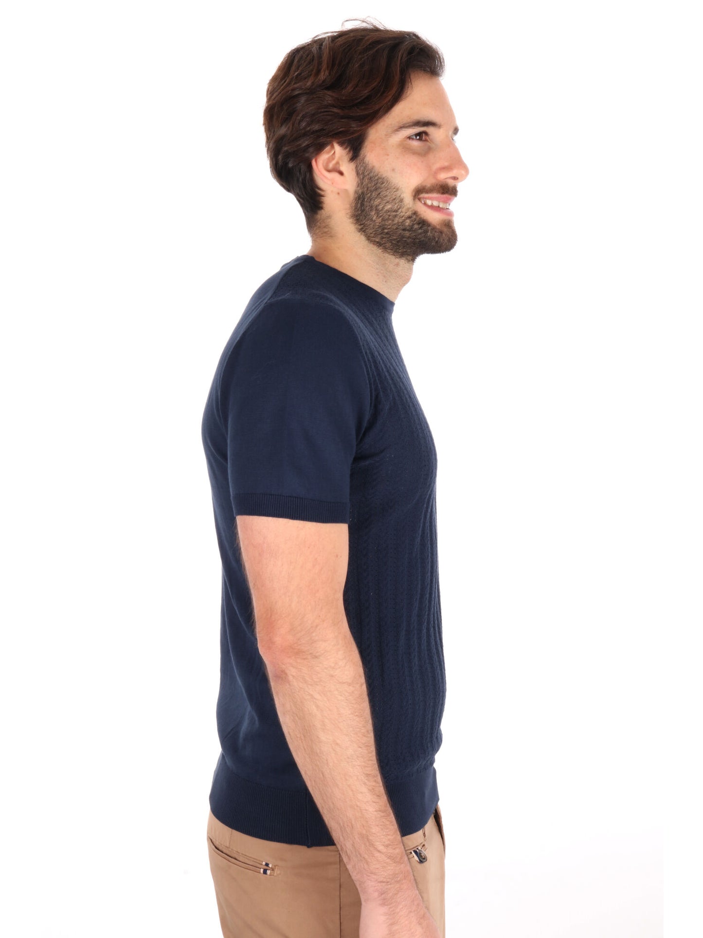 T-SHIRT IN MAGLIA TRAFORATA FB UOMO BLU
