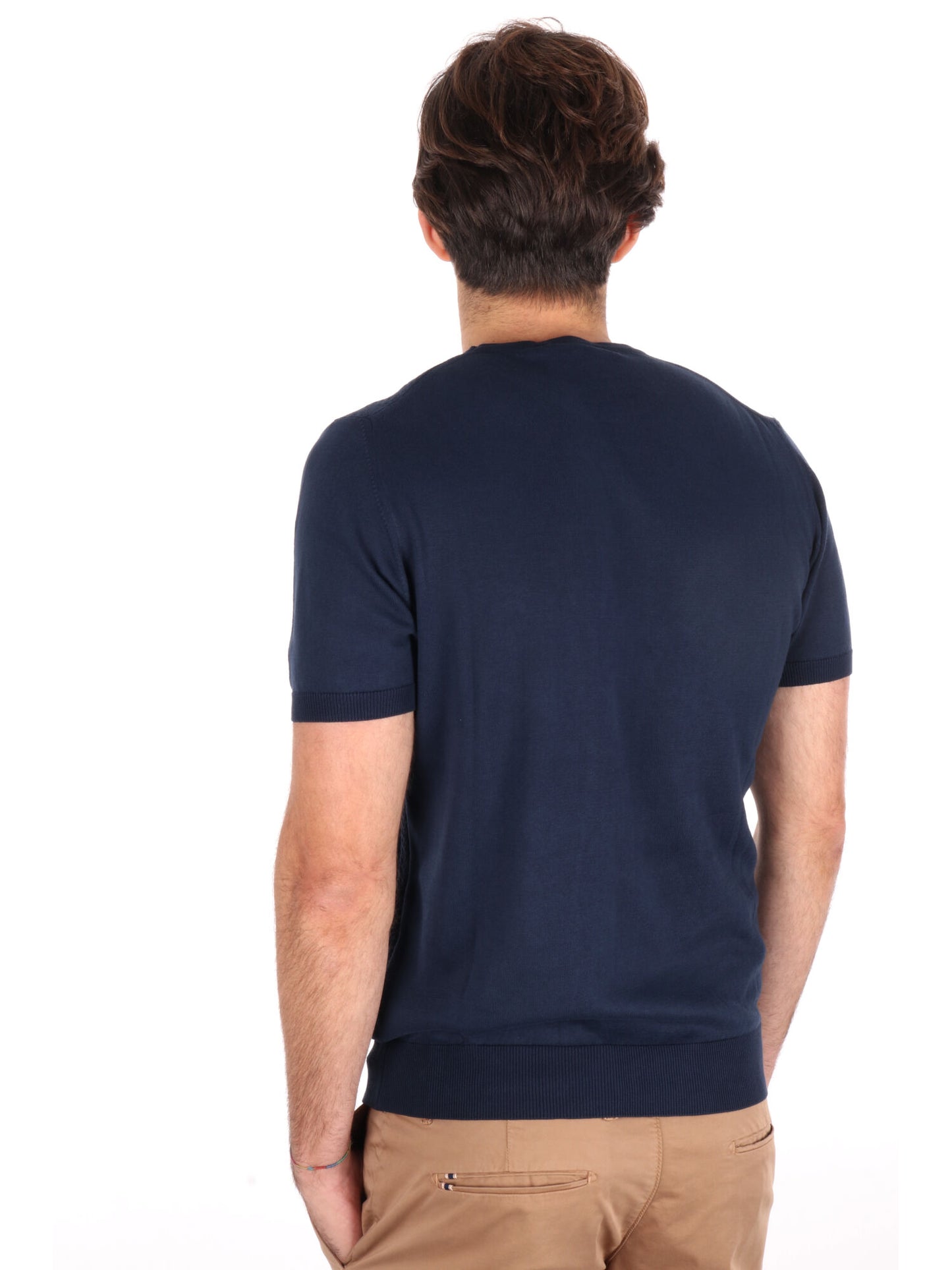 T-SHIRT IN MAGLIA TRAFORATA FB UOMO BLU