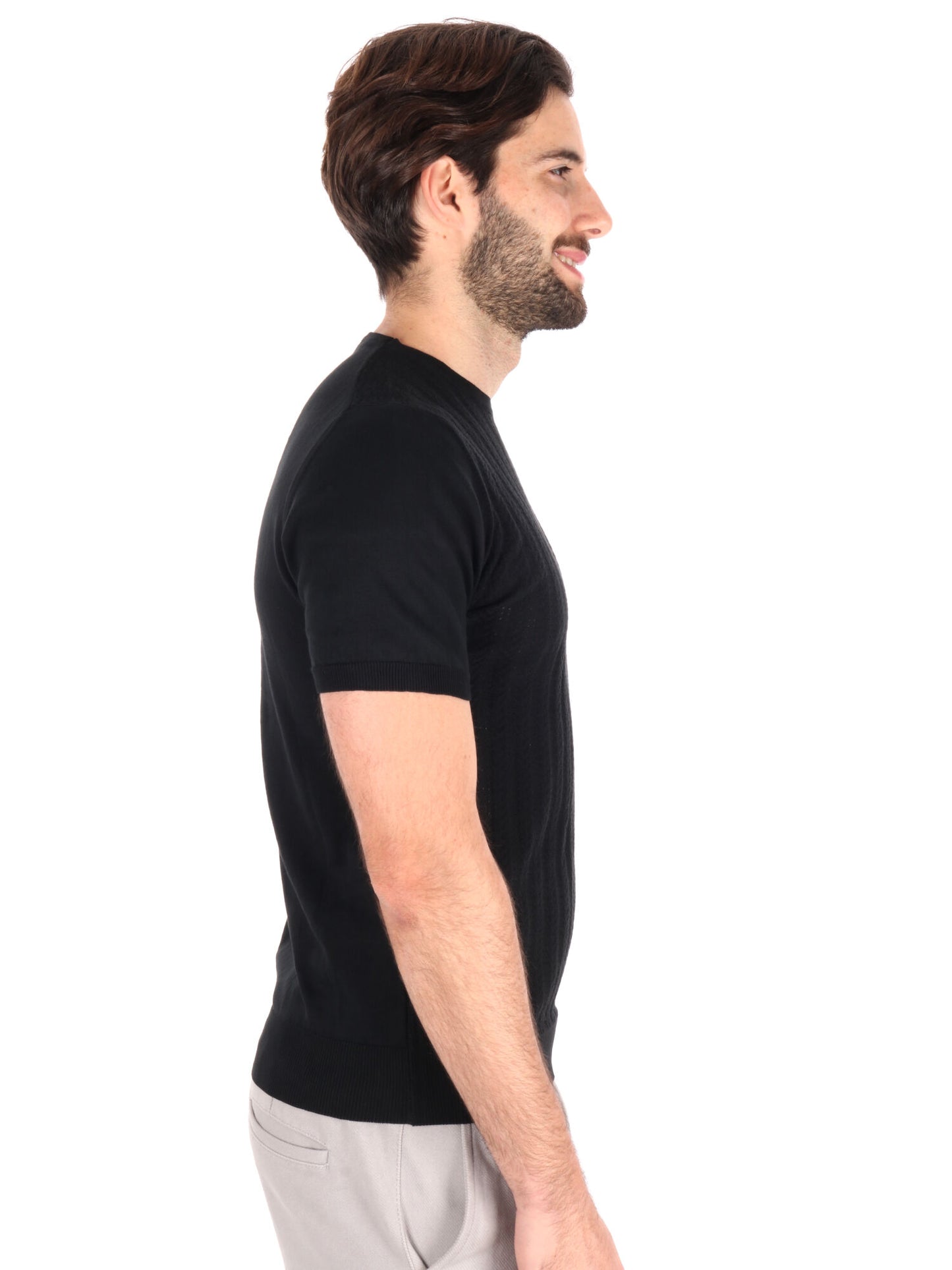 T-SHIRT IN MAGLIA TRAFORATA FB UOMO NERO
