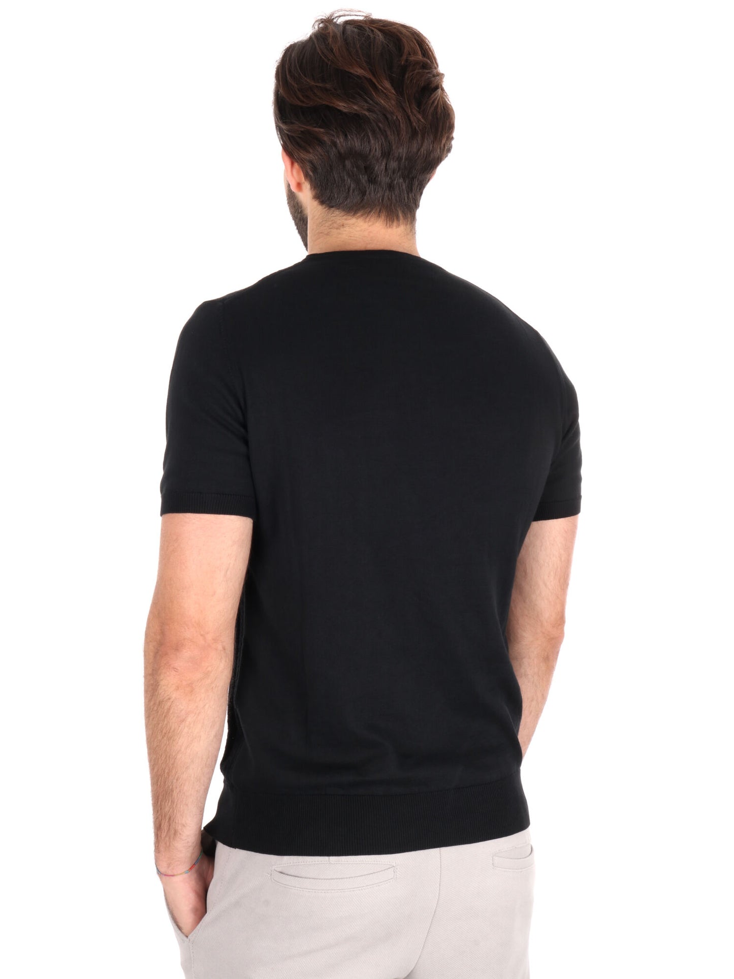 T-SHIRT IN MAGLIA TRAFORATA FB UOMO NERO