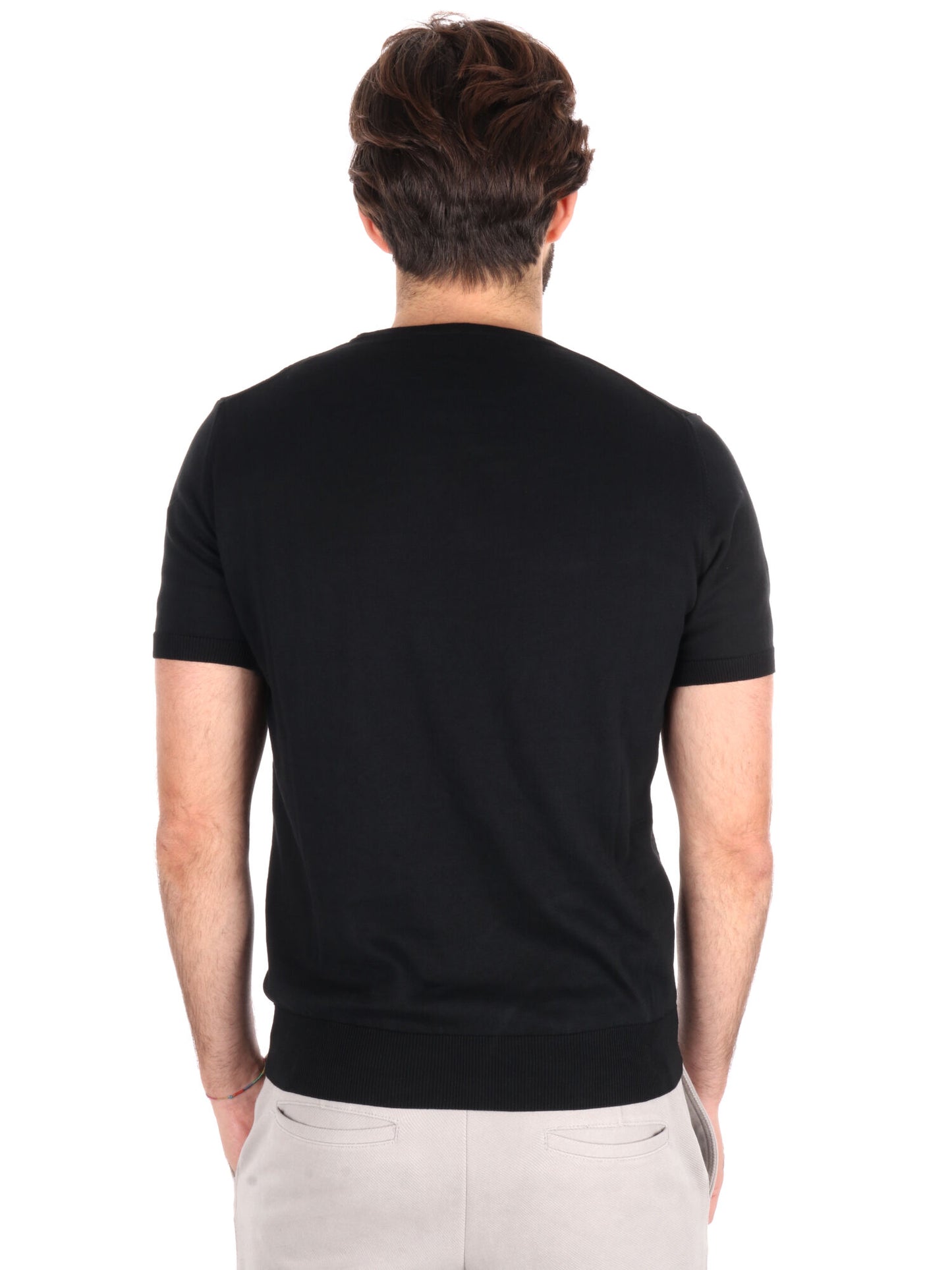 T-SHIRT IN MAGLIA TRAFORATA FB UOMO NERO