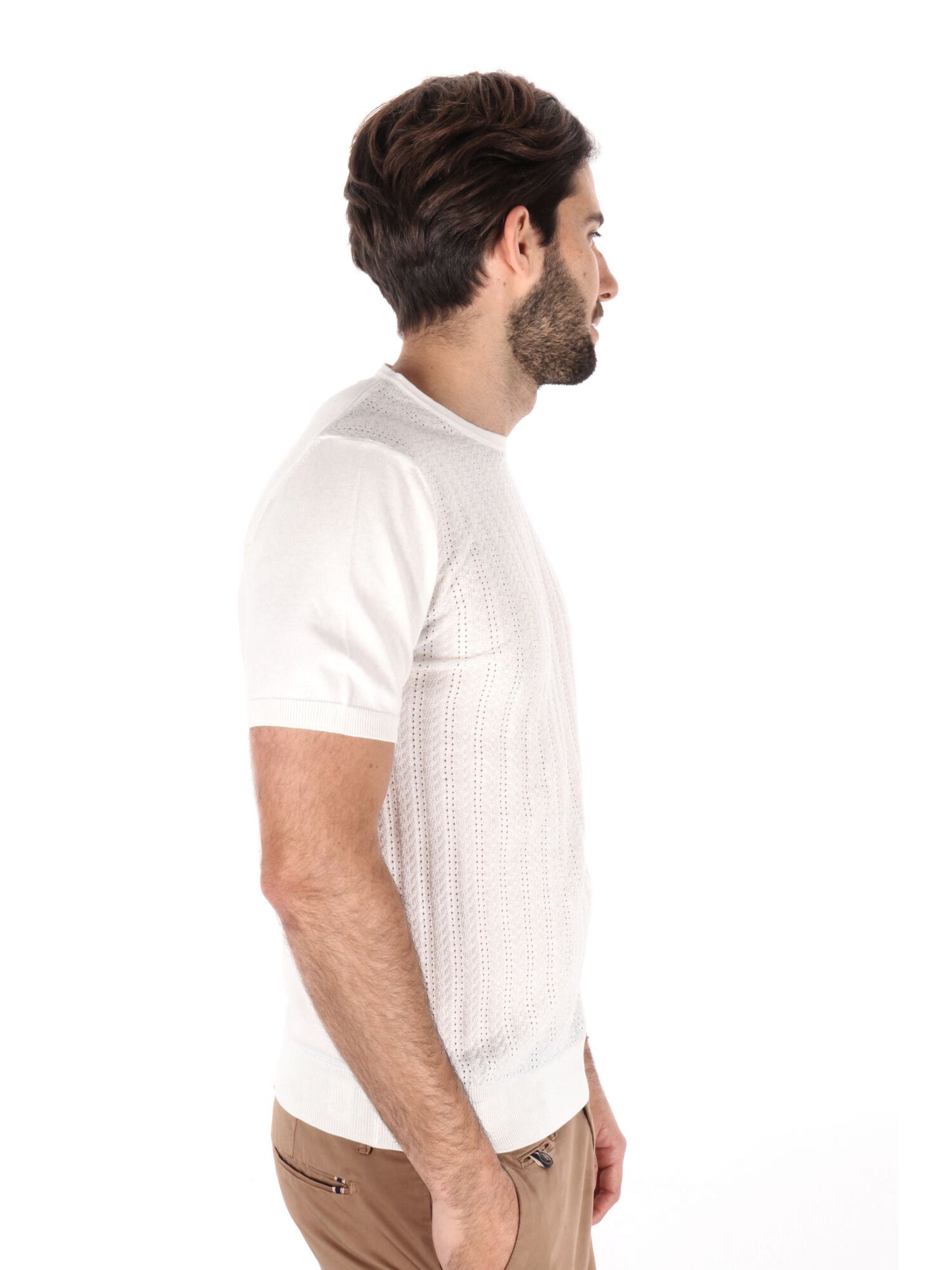 T-SHIRT IN MAGLIA TRAFORATA FB UOMO LATTE