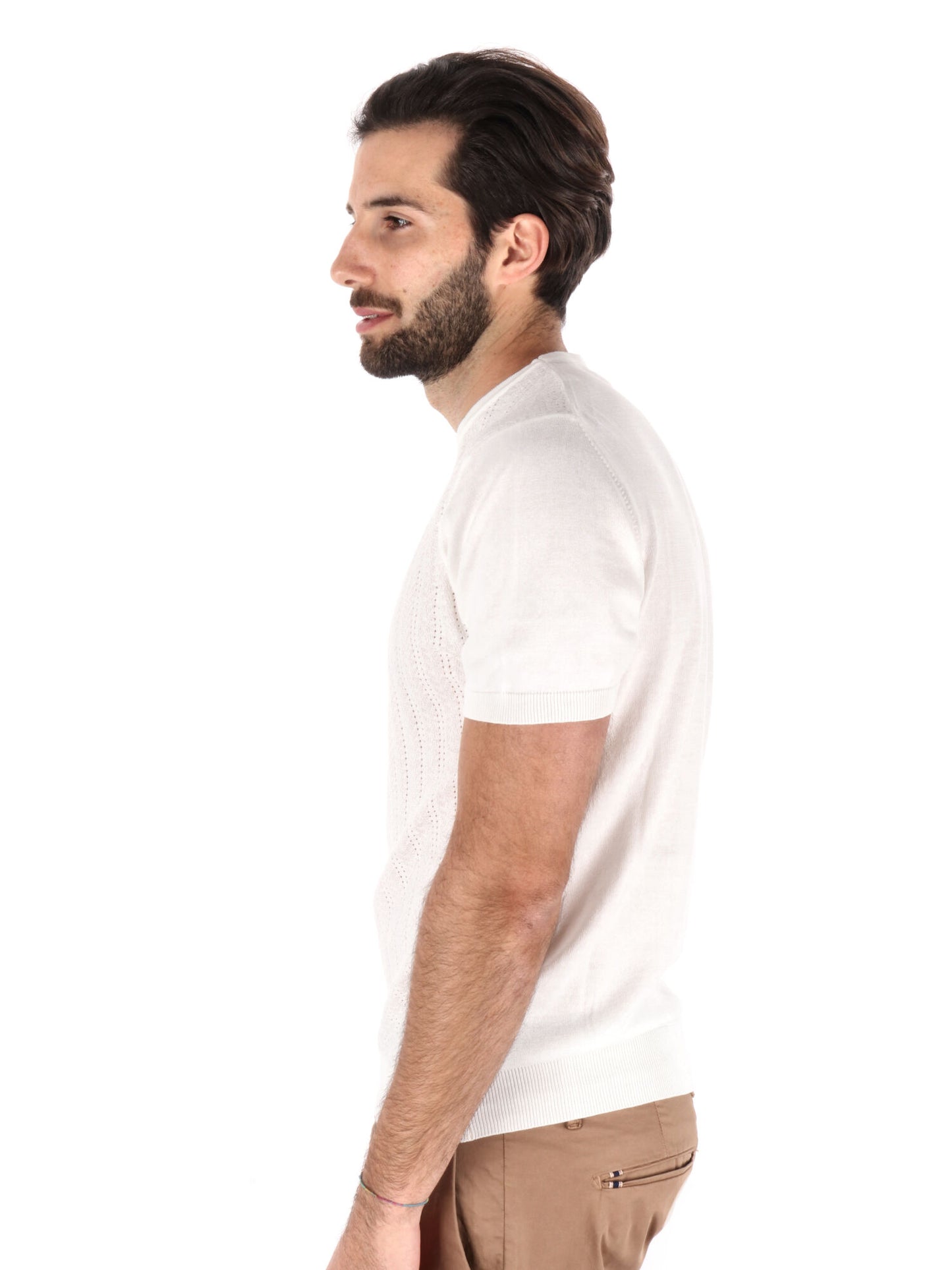 T-SHIRT IN MAGLIA TRAFORATA FB UOMO LATTE